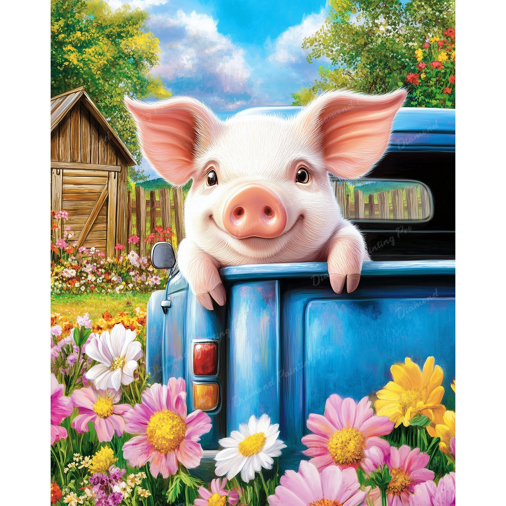 Piggy Flower Ride | Diamond Painting - Image 2