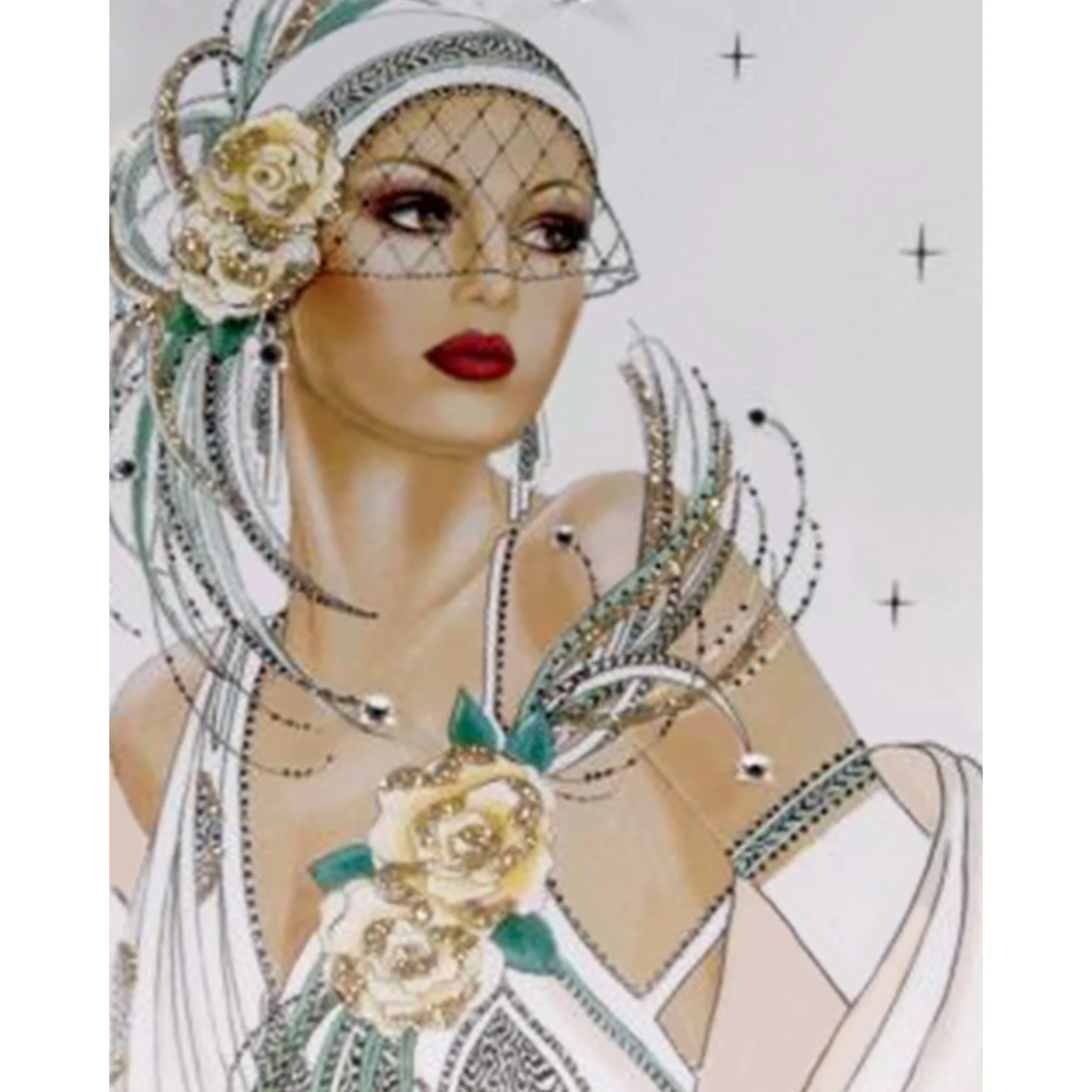 Lady in Gown Portrait | Diamond Painting - Image 2