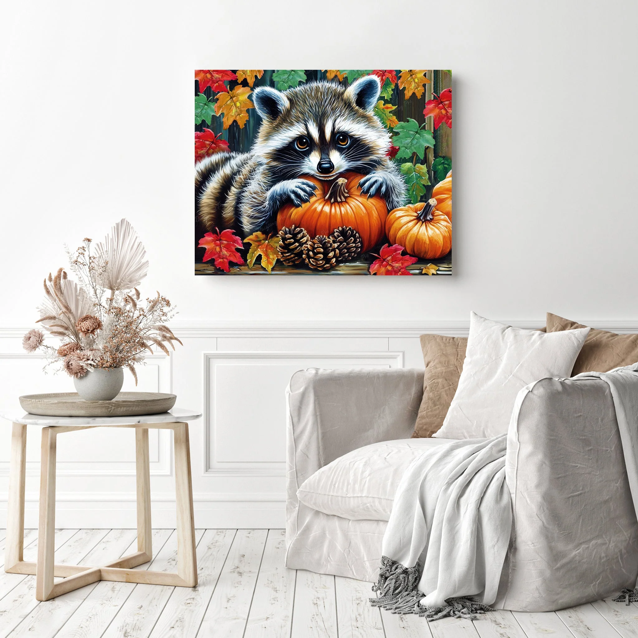 Raccoon's Pumpkin Snuggle | Diamond Painting - Image 3