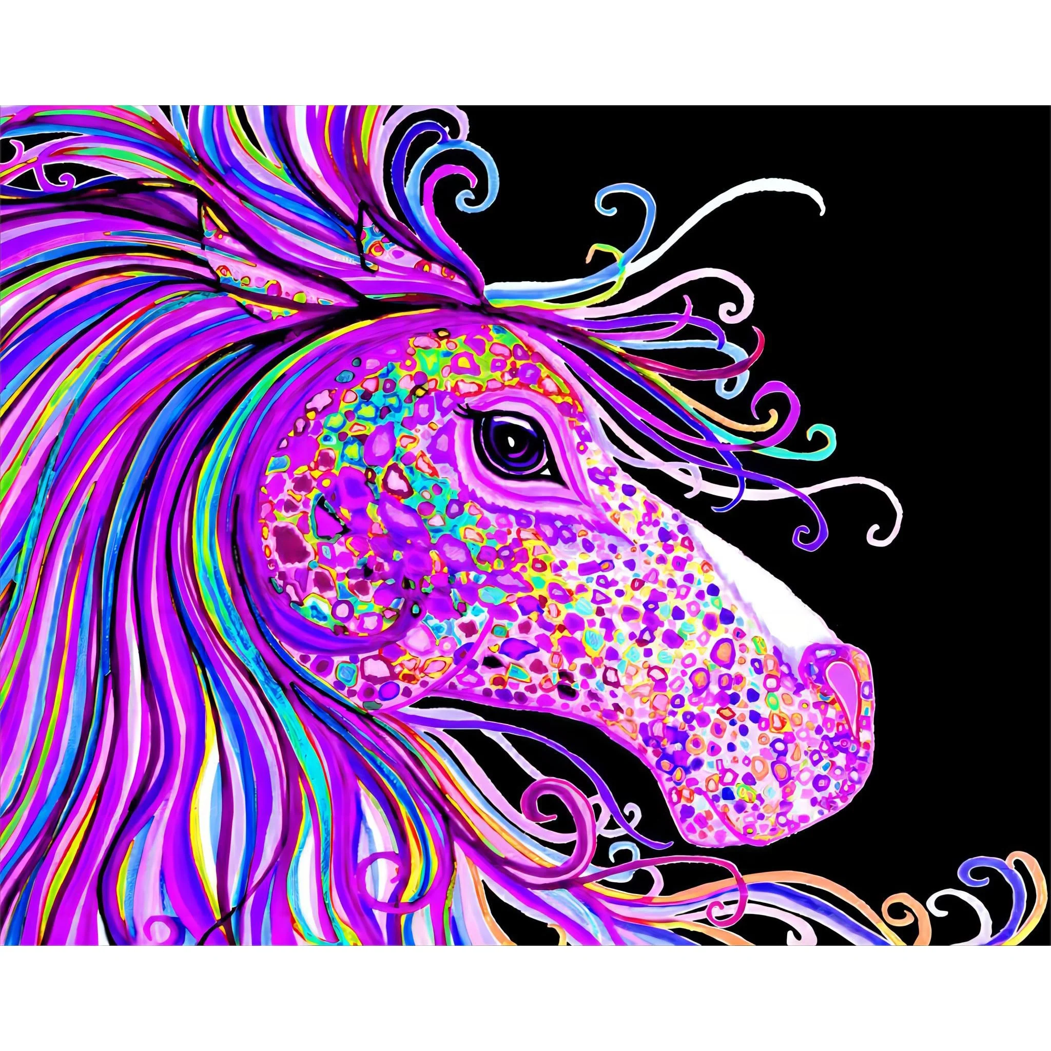 Rainbow Spotted Horse Head | Diamond Painting - Image 2