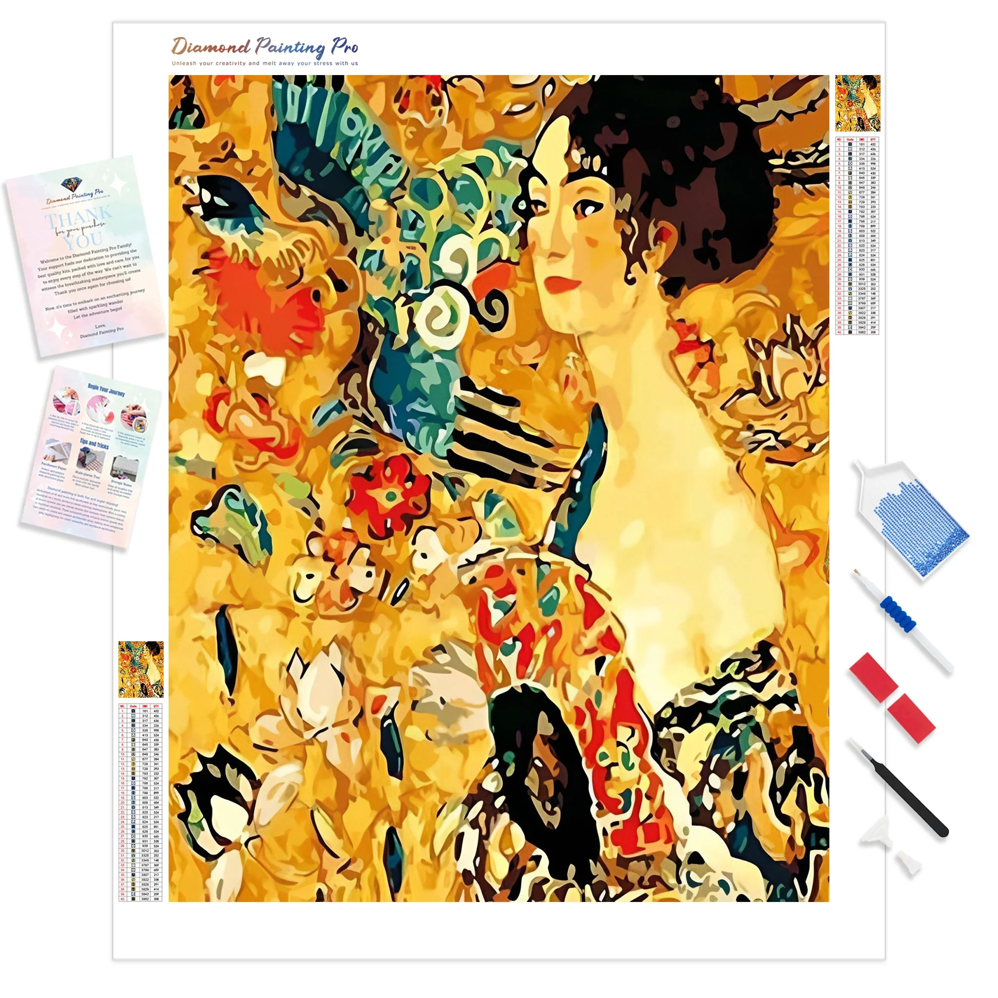 Lady with Fan - Gustav Klimt | Diamond Painting