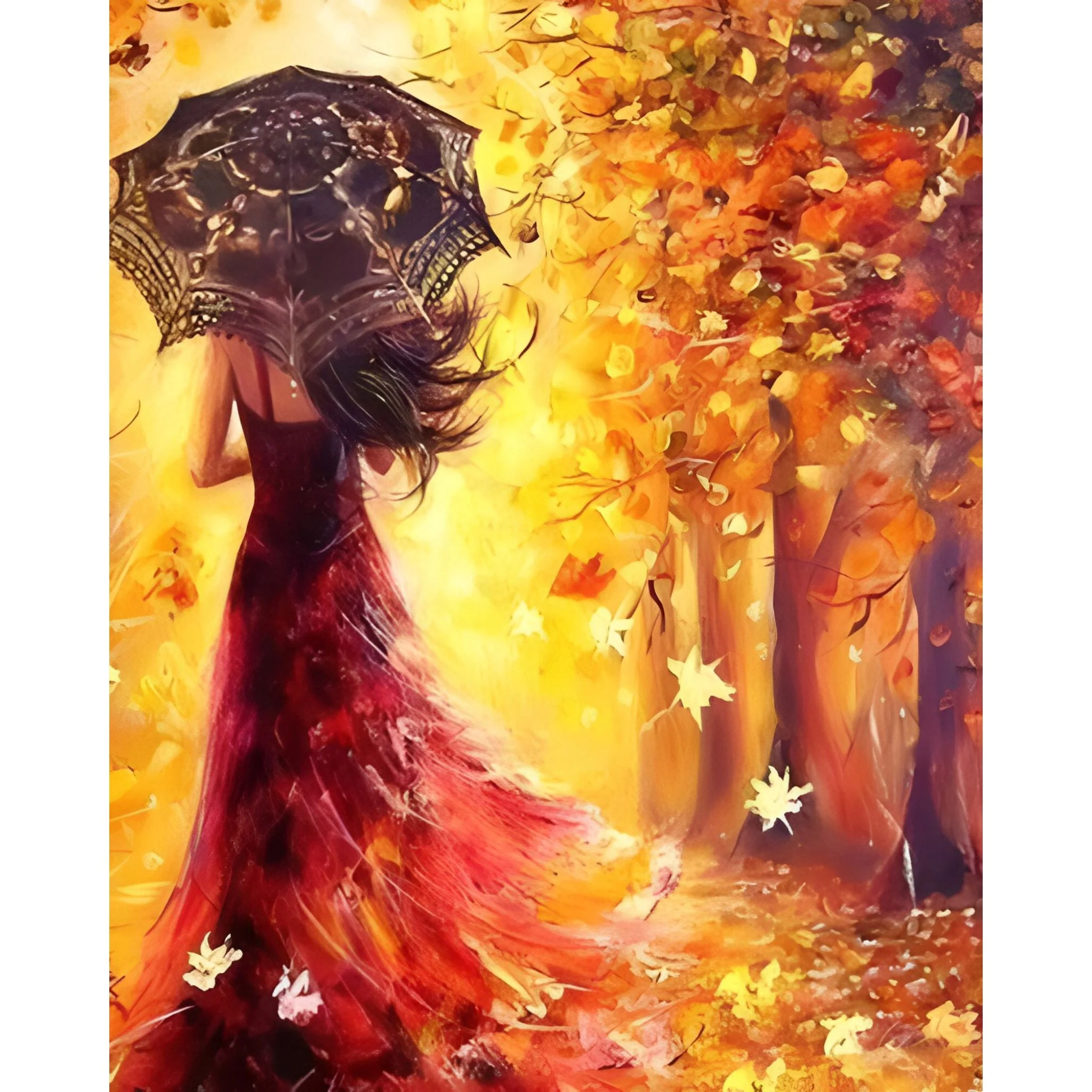 Lady with Umbrella | Diamond Painting - Image 2