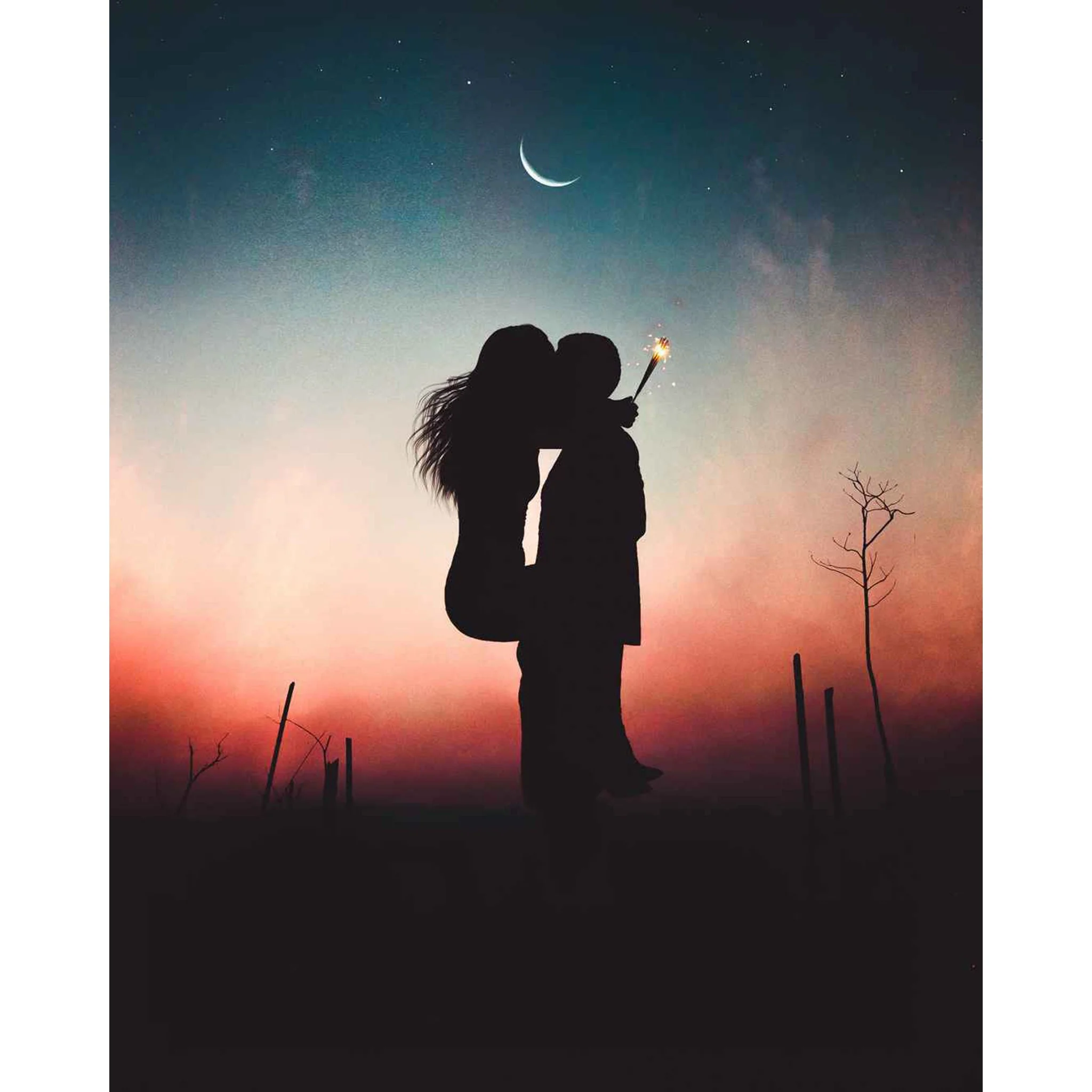 Crescent Moon Kiss | Diamond Painting - Image 2