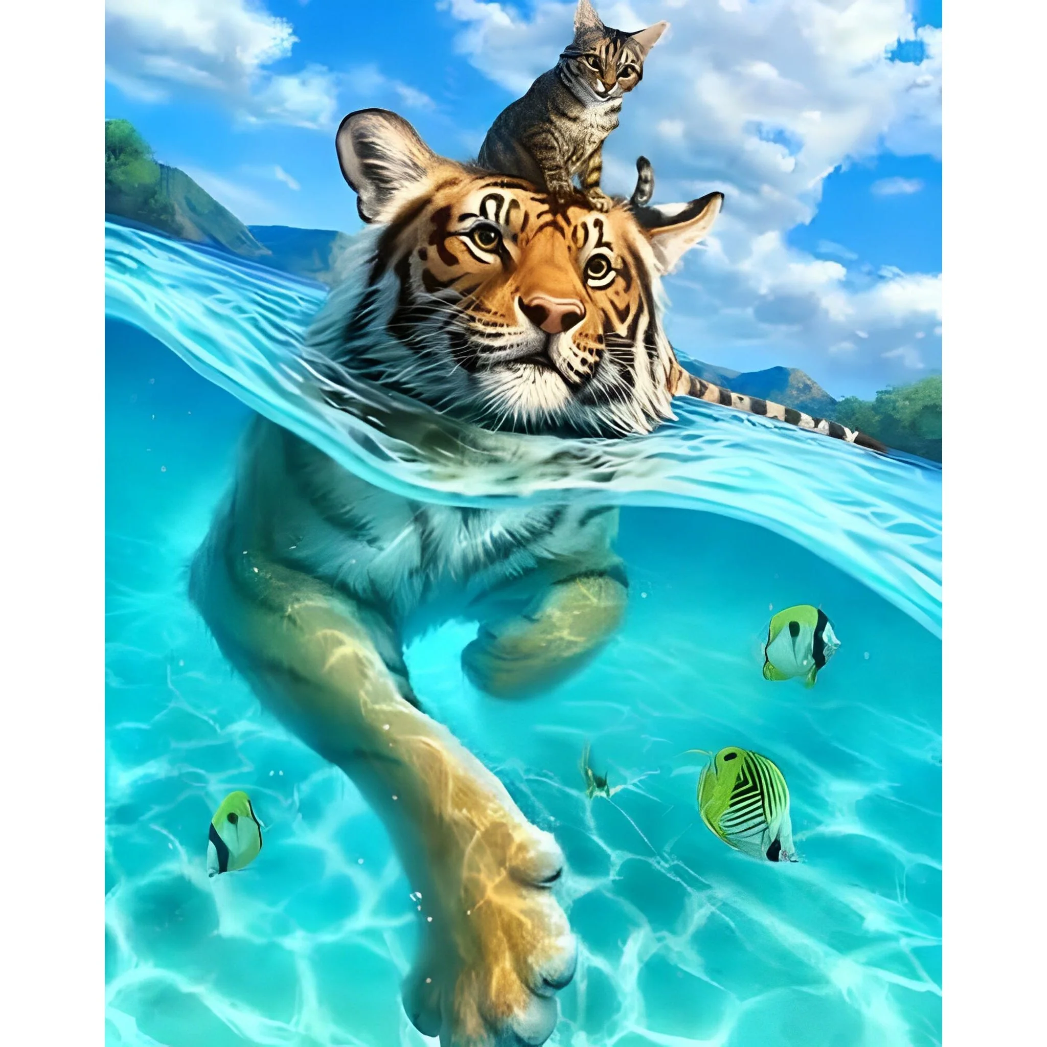 Cat in the Water | Diamond Painting - Image 2