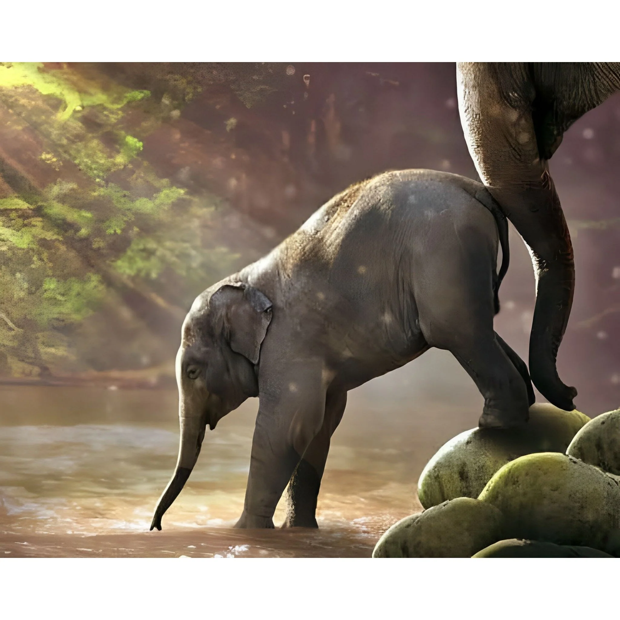 Baby Elephant Bath | Diamond Painting - Image 2