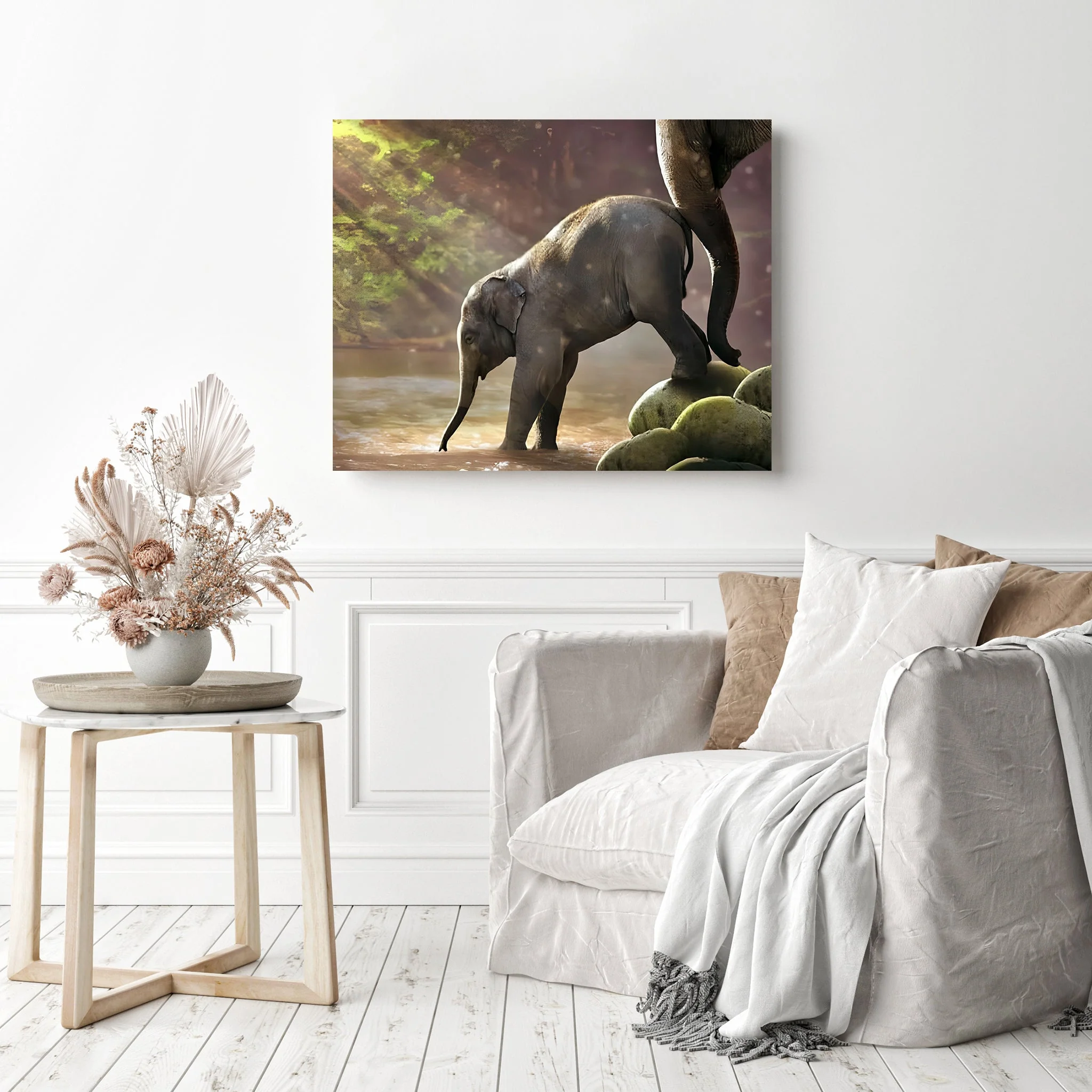 Baby Elephant Bath | Diamond Painting - Image 3