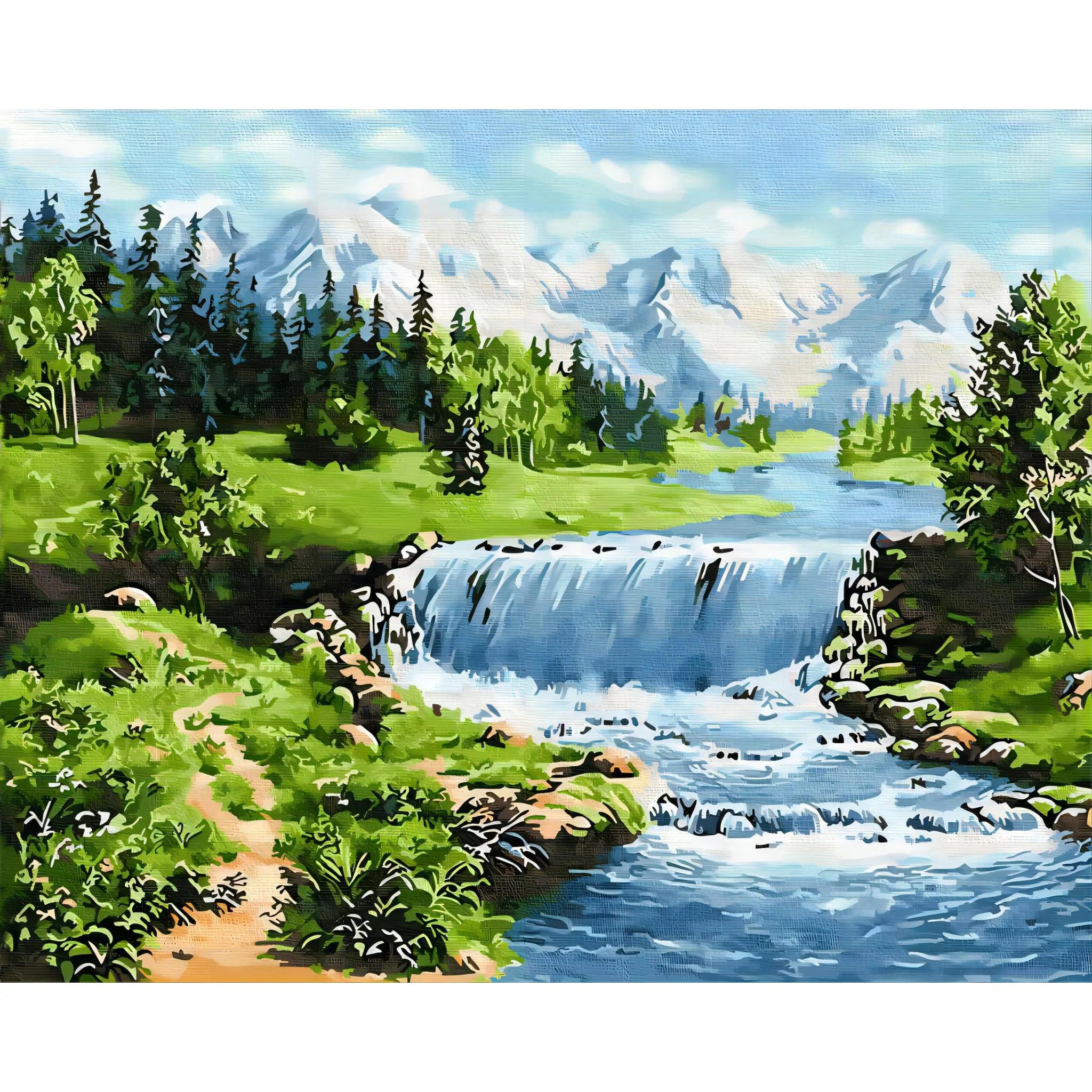Spring Waterfall | Diamond Painting - Image 2