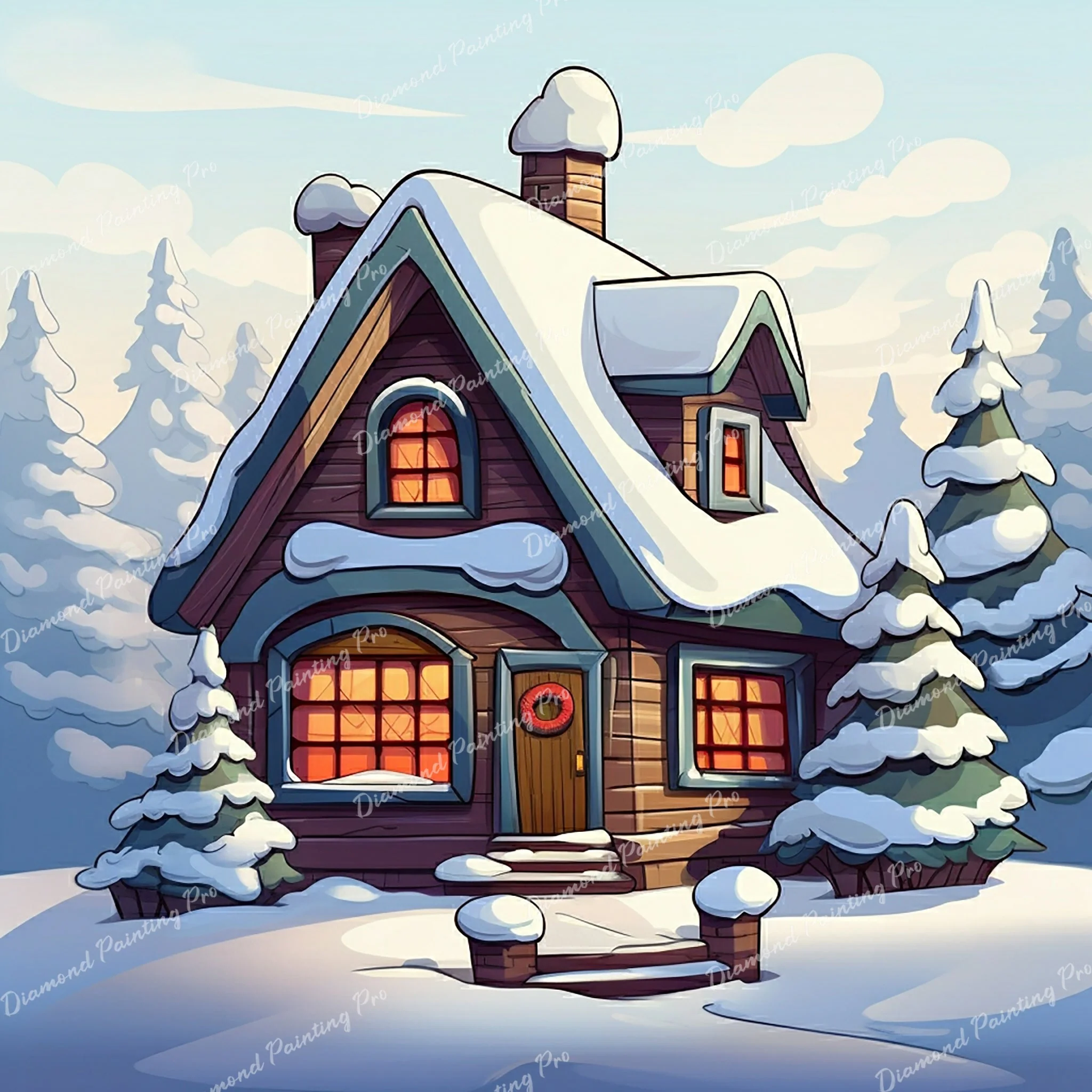 Snowy Cabin Serenity | Diamond Painting - Image 2