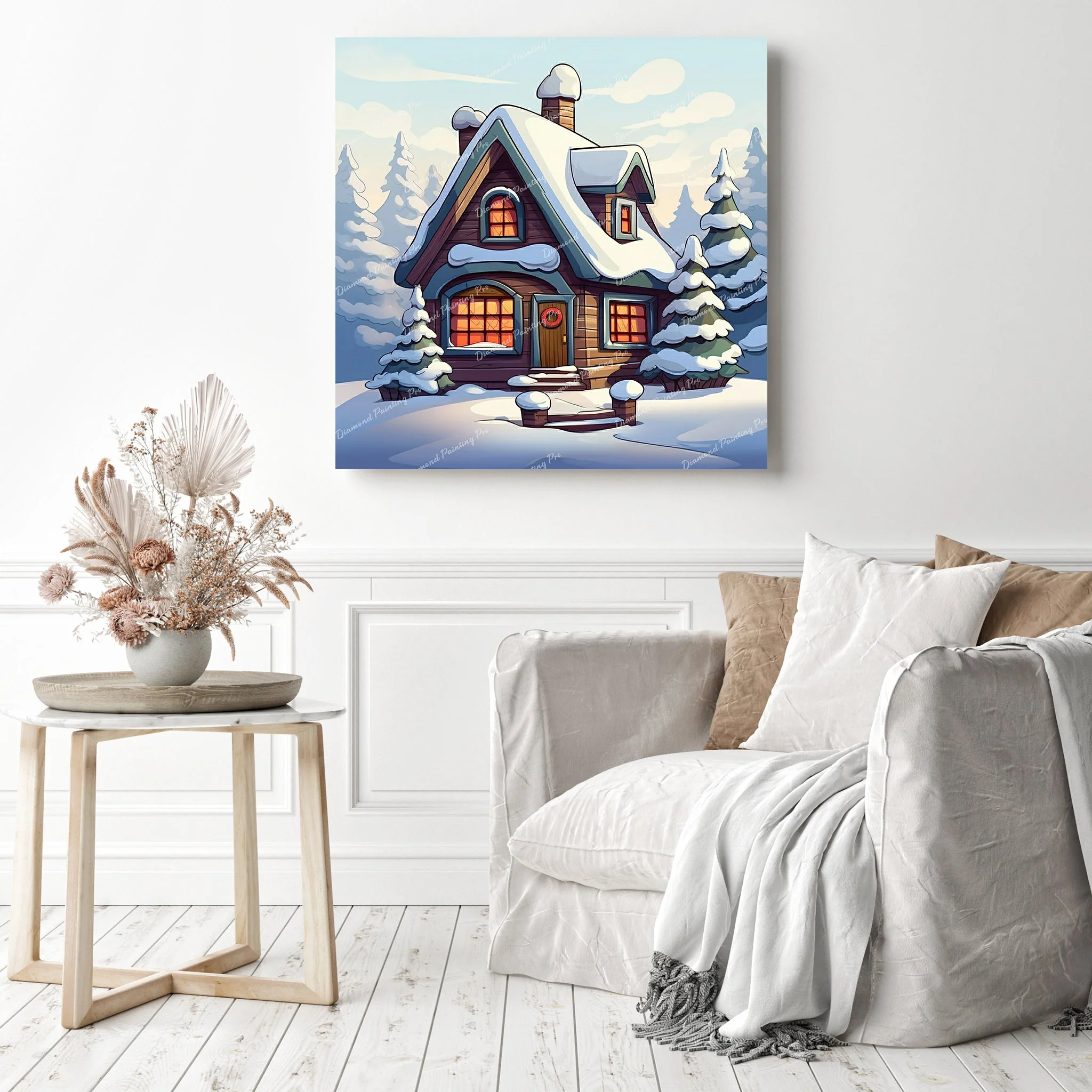 Snowy Cabin Serenity | Diamond Painting - Image 3