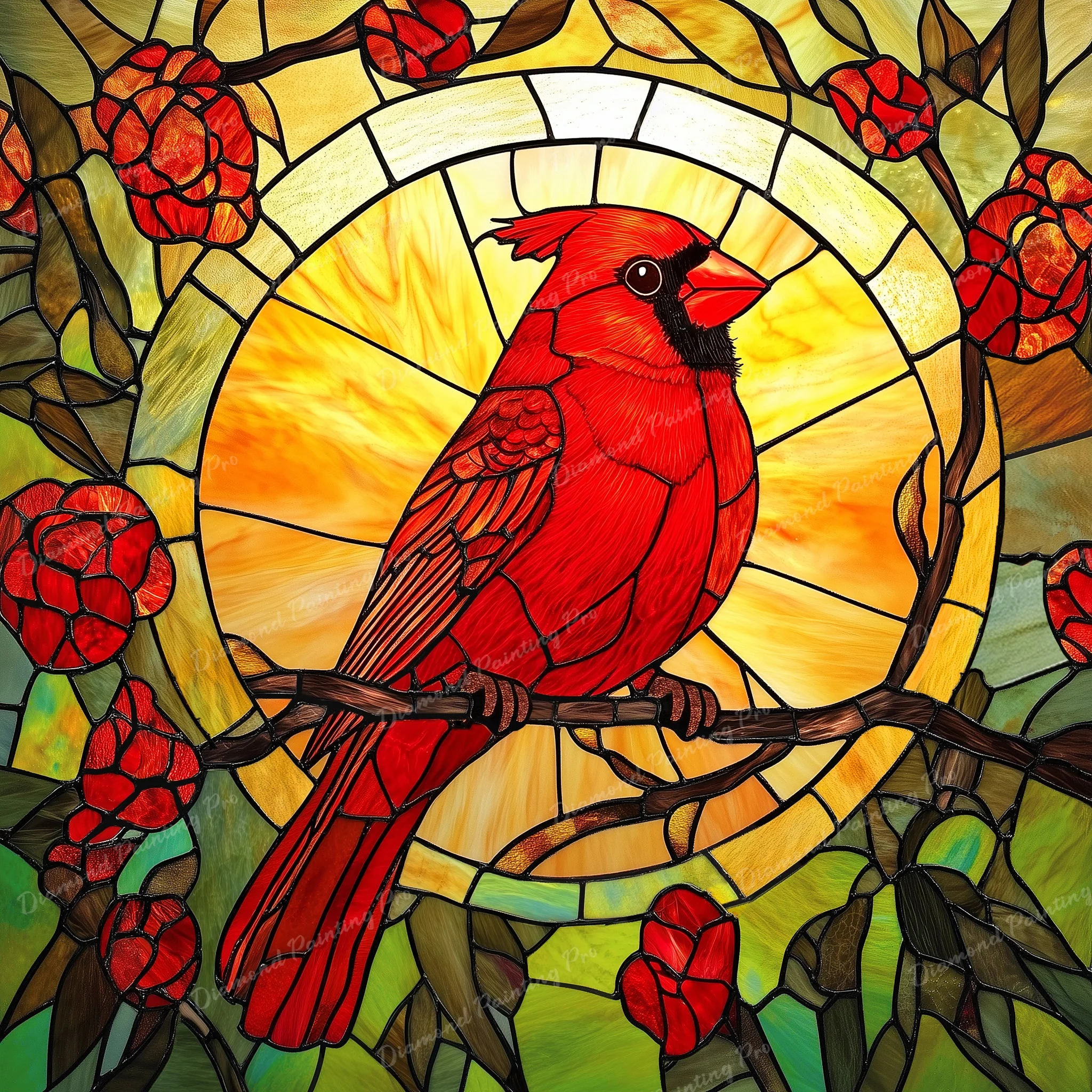 Stained Glass Cardinal Glow | Diamond Painting - Image 2