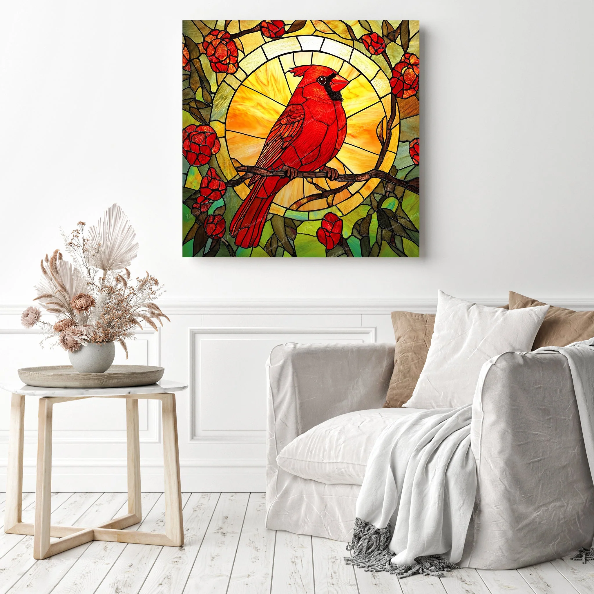 Stained Glass Cardinal Glow | Diamond Painting - Image 3