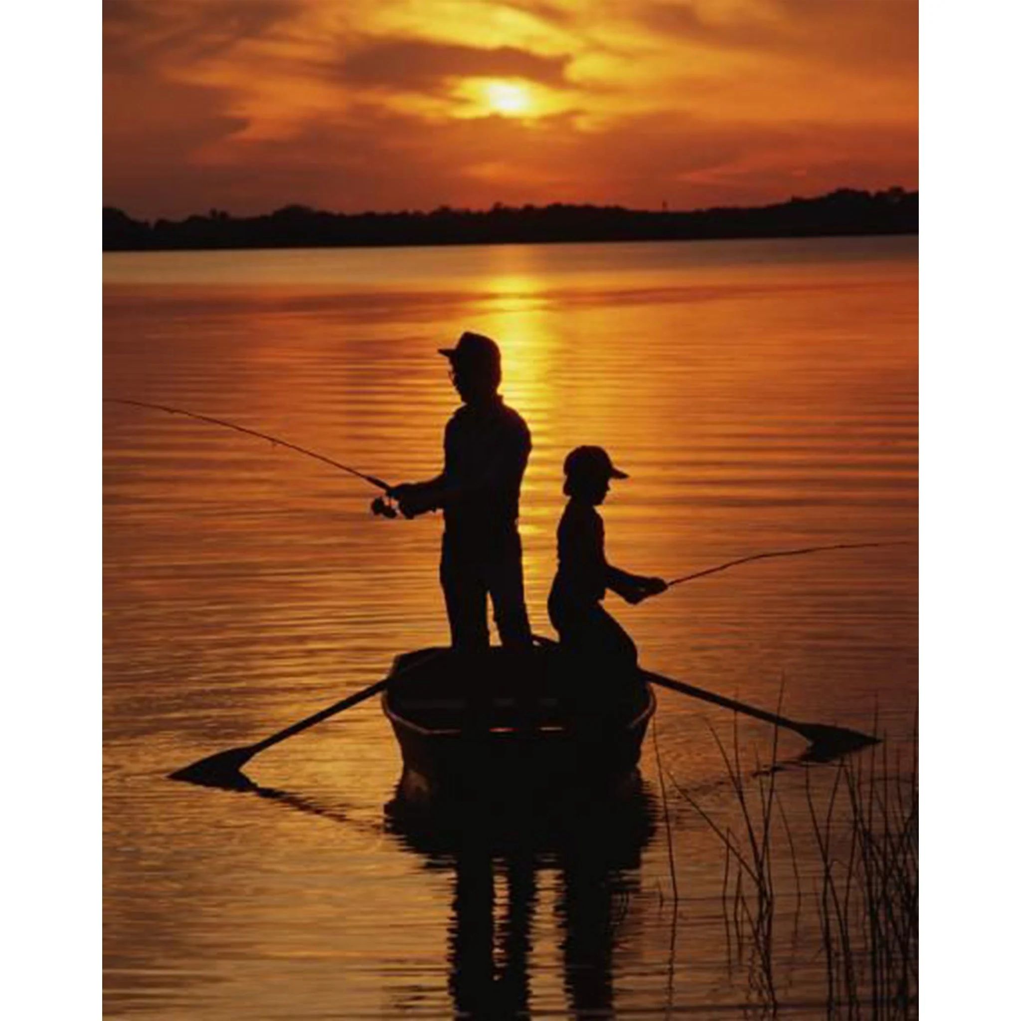 Father and Son Fishing Silhouette | Diamond Painting - Image 2