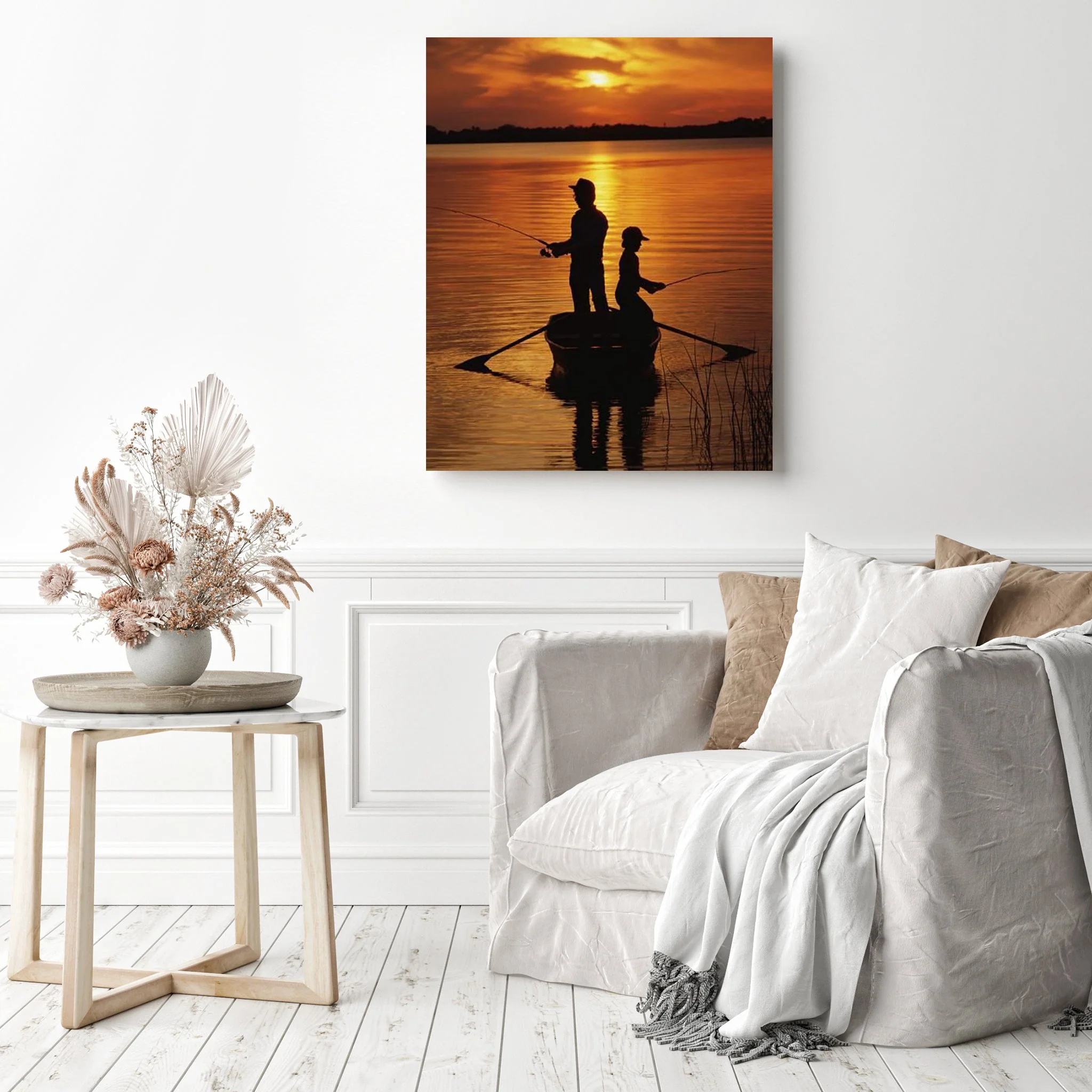 Father and Son Fishing Silhouette | Diamond Painting - Image 3