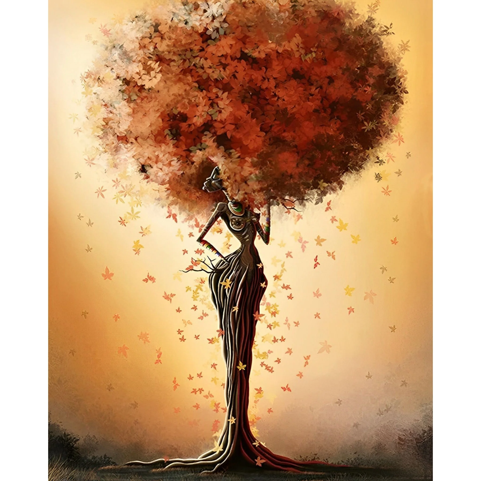 African Woman Abstract Tree | Diamond Painting - Image 2