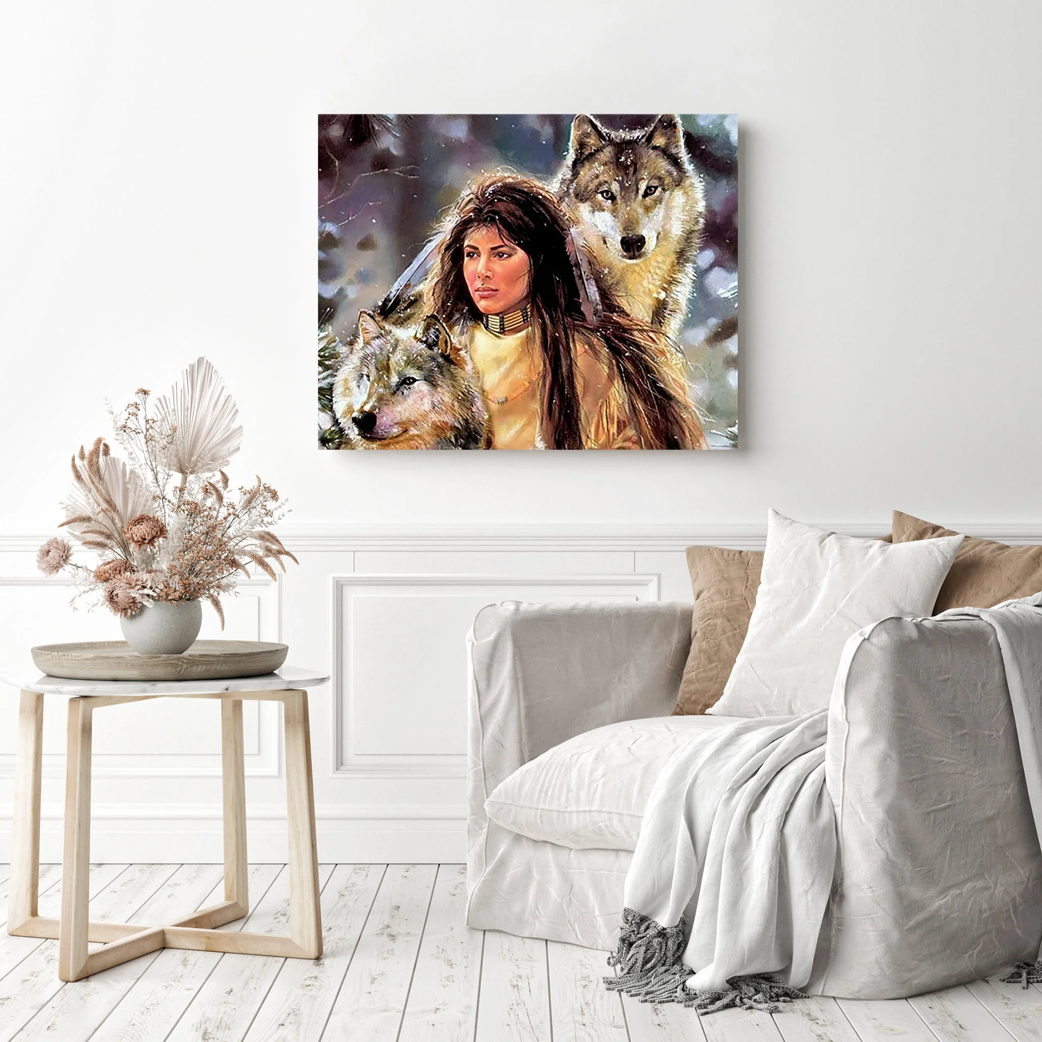Woman and wolves | Diamond Painting - Image 3