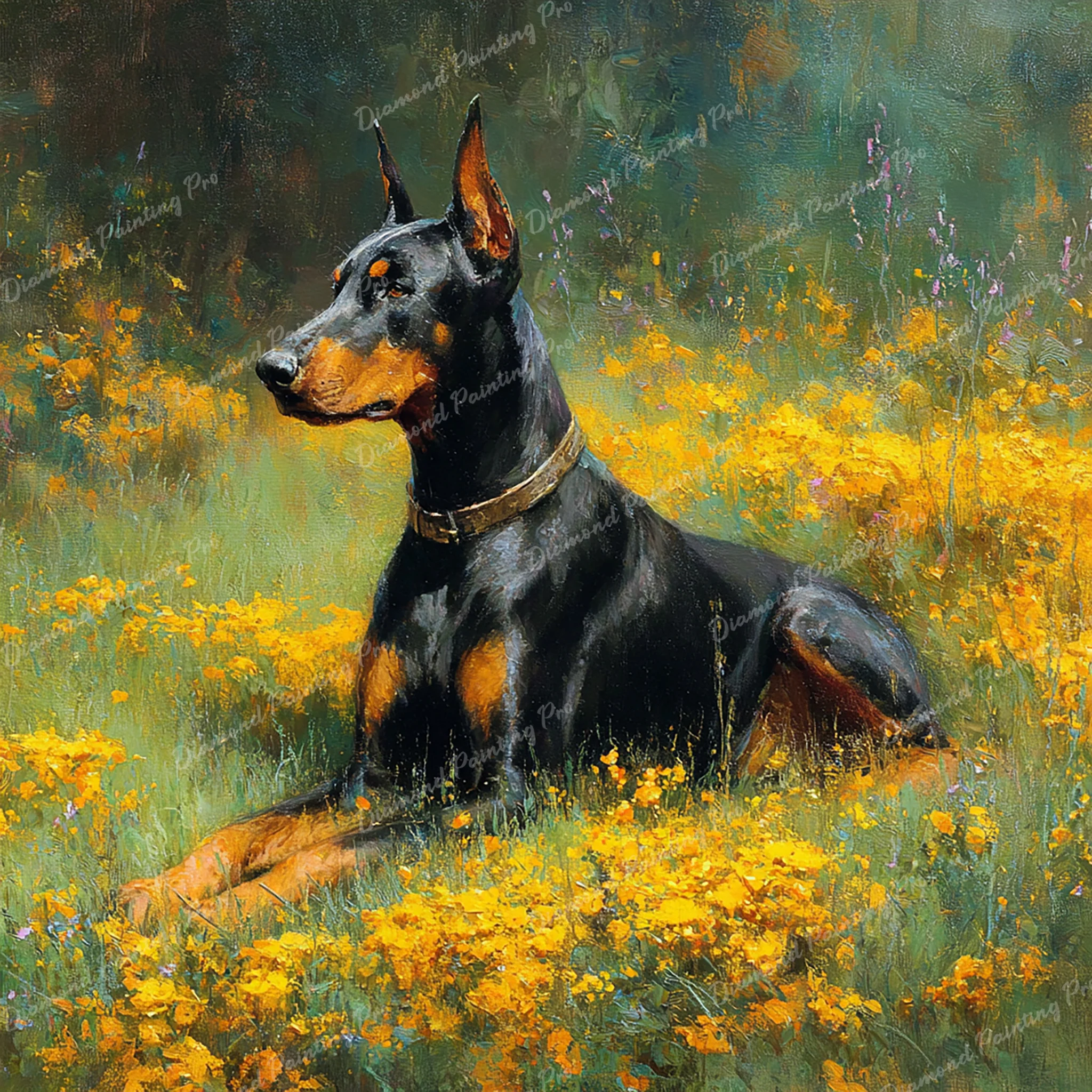 Doberman and Wildflower | Diamond Painting - Image 2