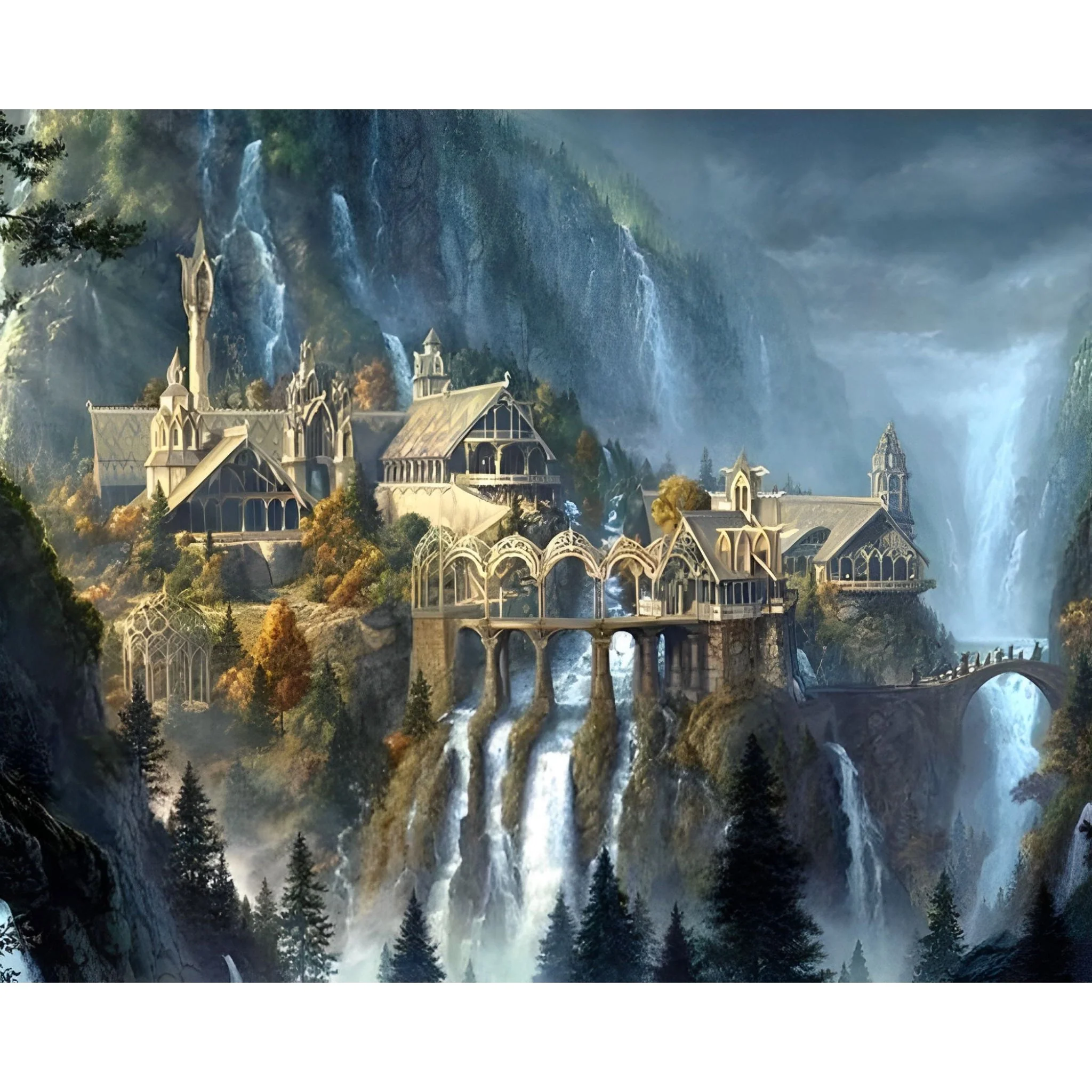 Dream Mysterious Castle Waterfall | Diamond Painting - Image 2