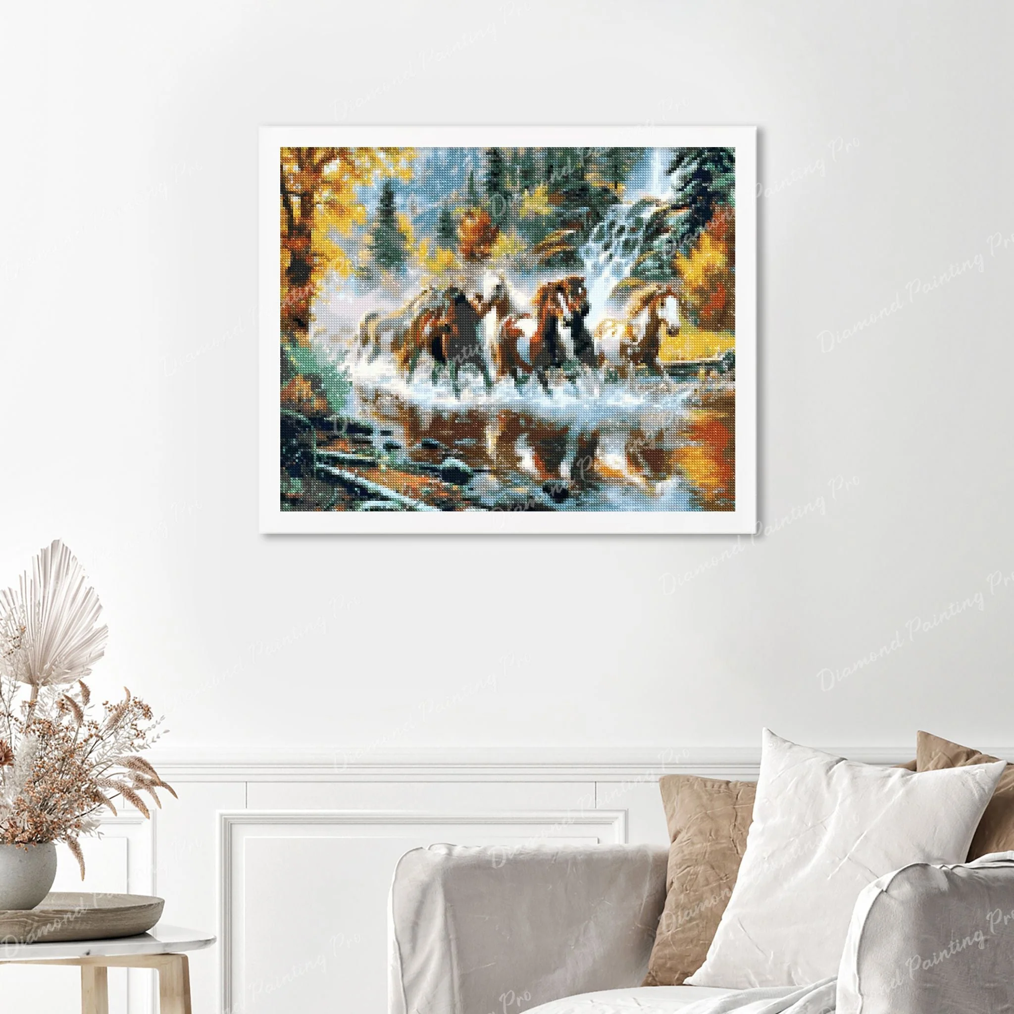 Horses Galloping Downstream | Finished Diamond Painting - Image 3