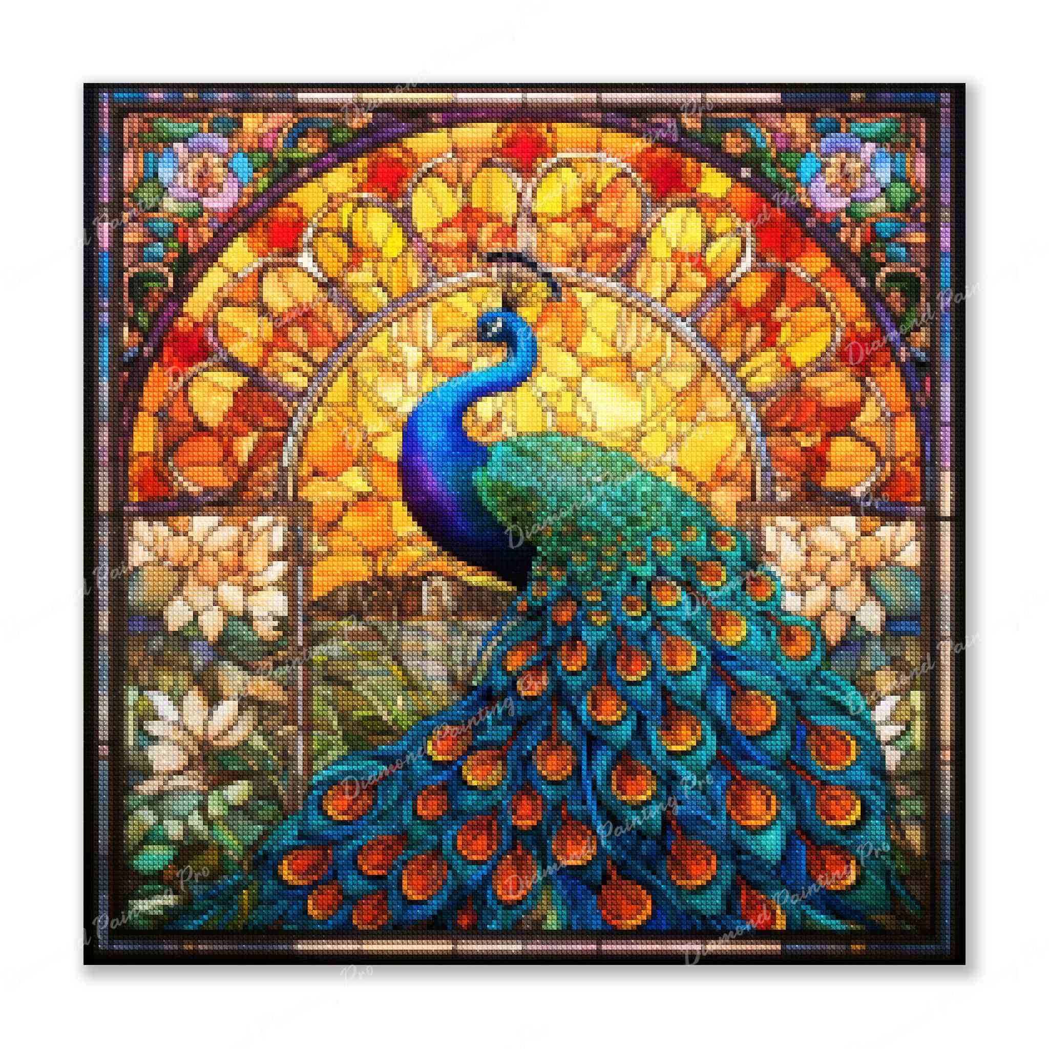 Majestic Peacock Stained Glass | Finished Diamond Painting