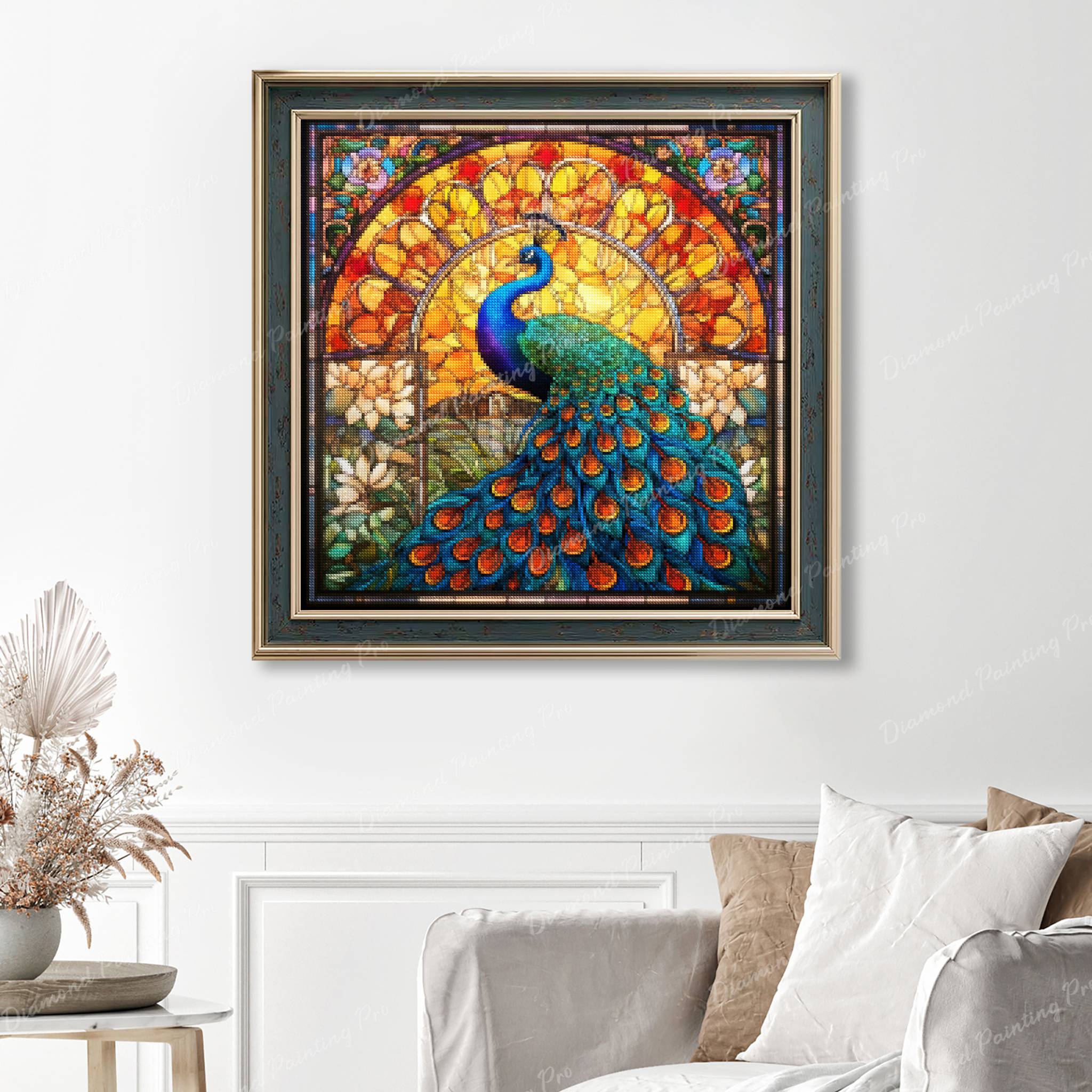 Majestic Peacock Stained Glass | Finished Diamond Painting - Image 6