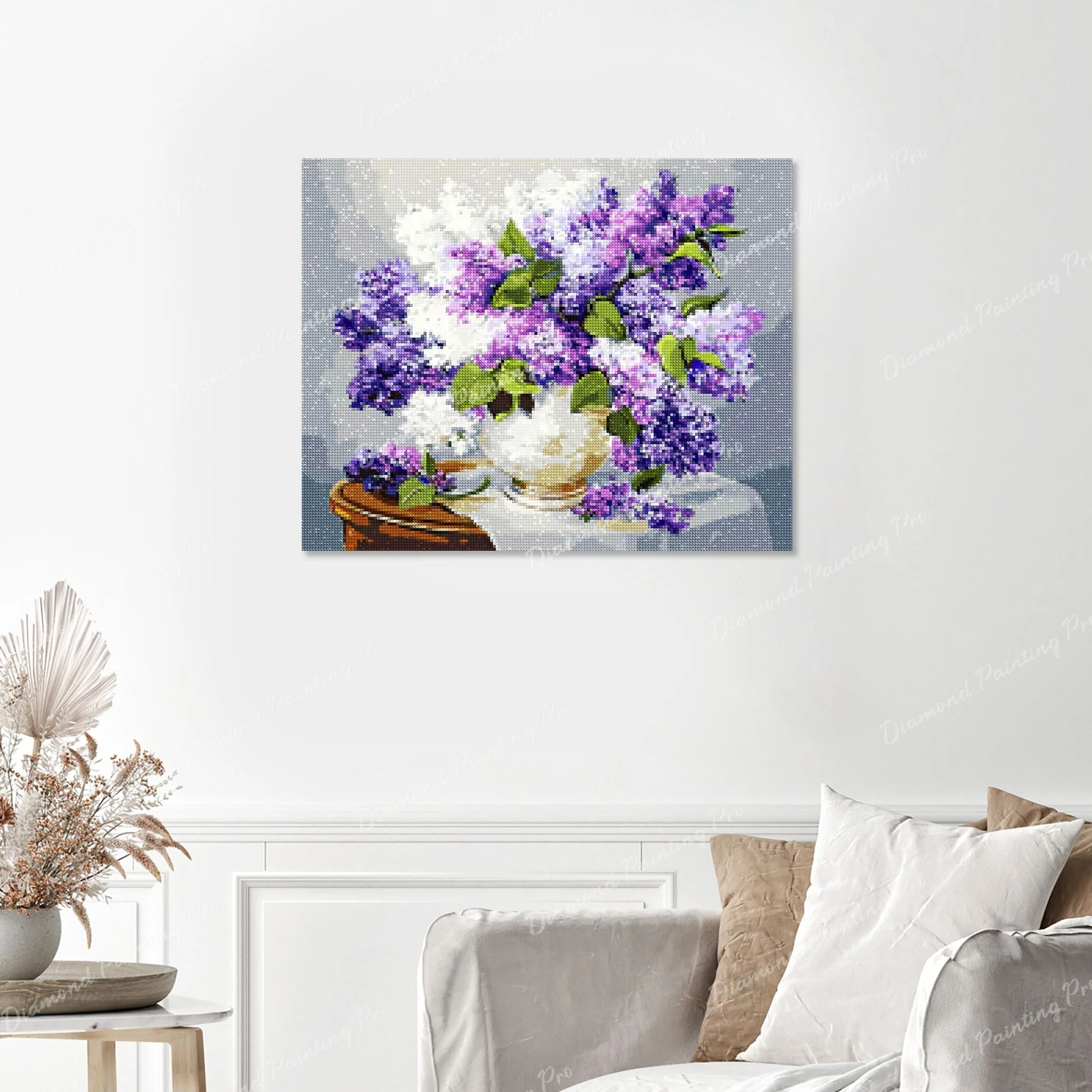Purple and White Lilac | Finished Diamond Painting - Image 2