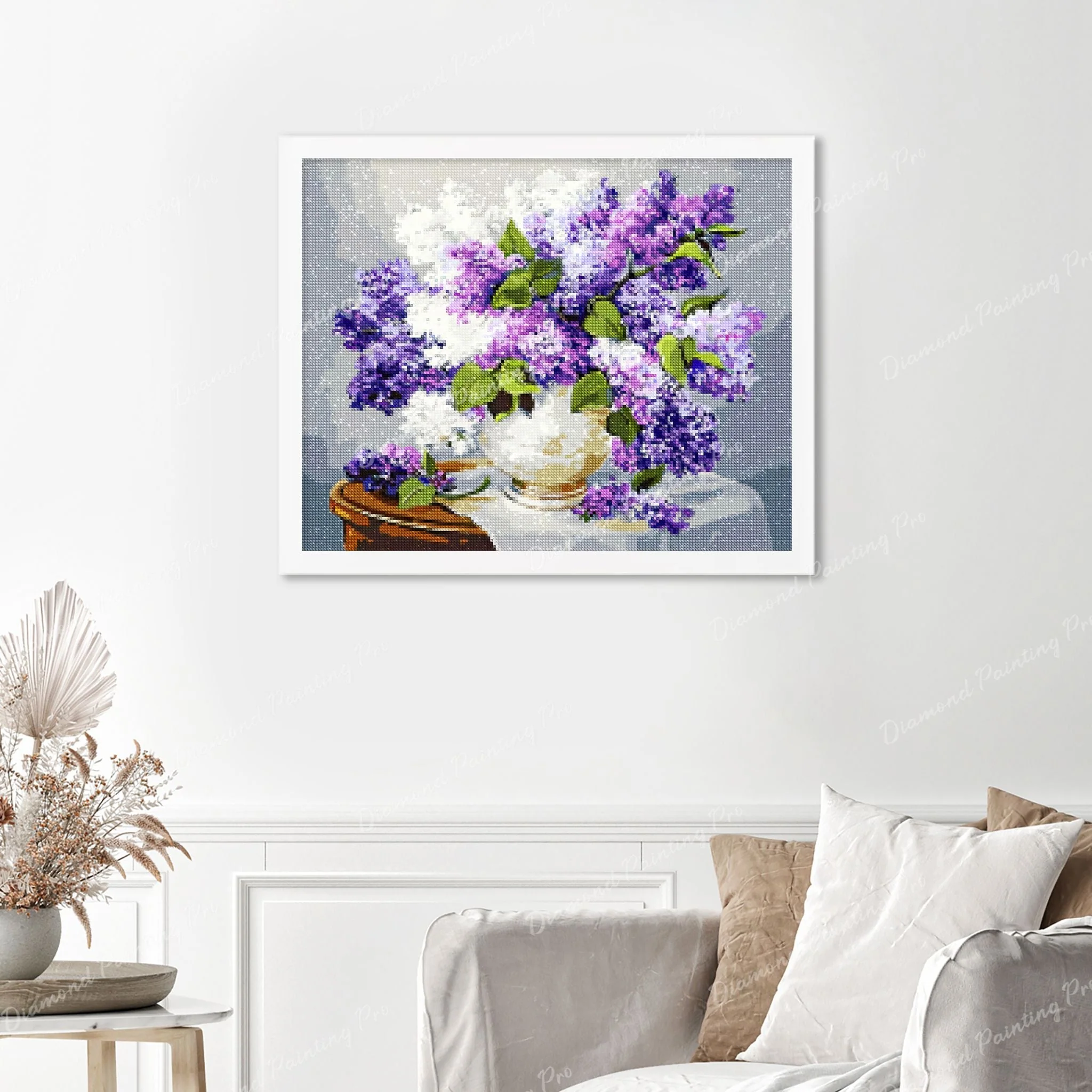 Purple and White Lilac | Finished Diamond Painting - Image 3