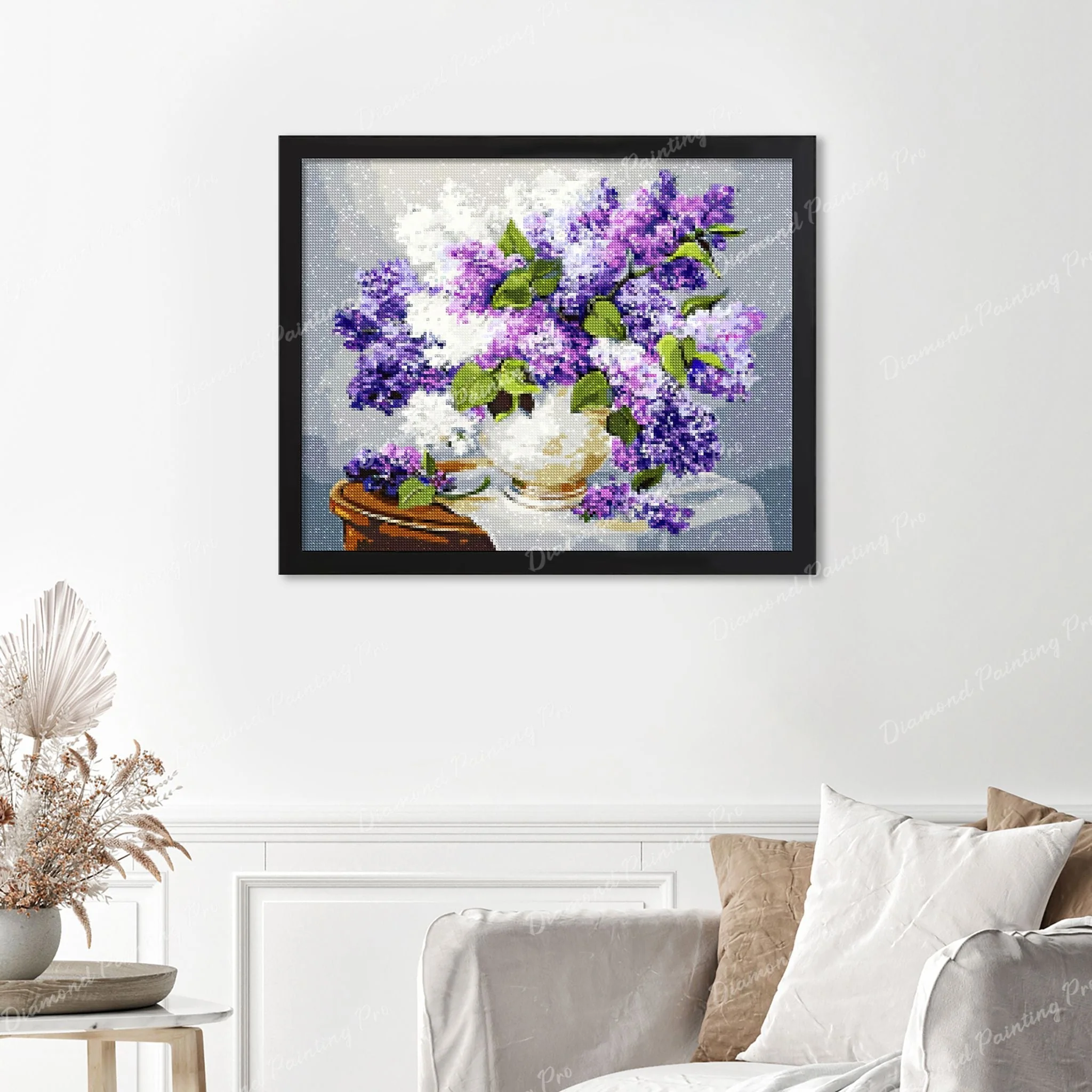 Purple and White Lilac | Finished Diamond Painting - Image 4
