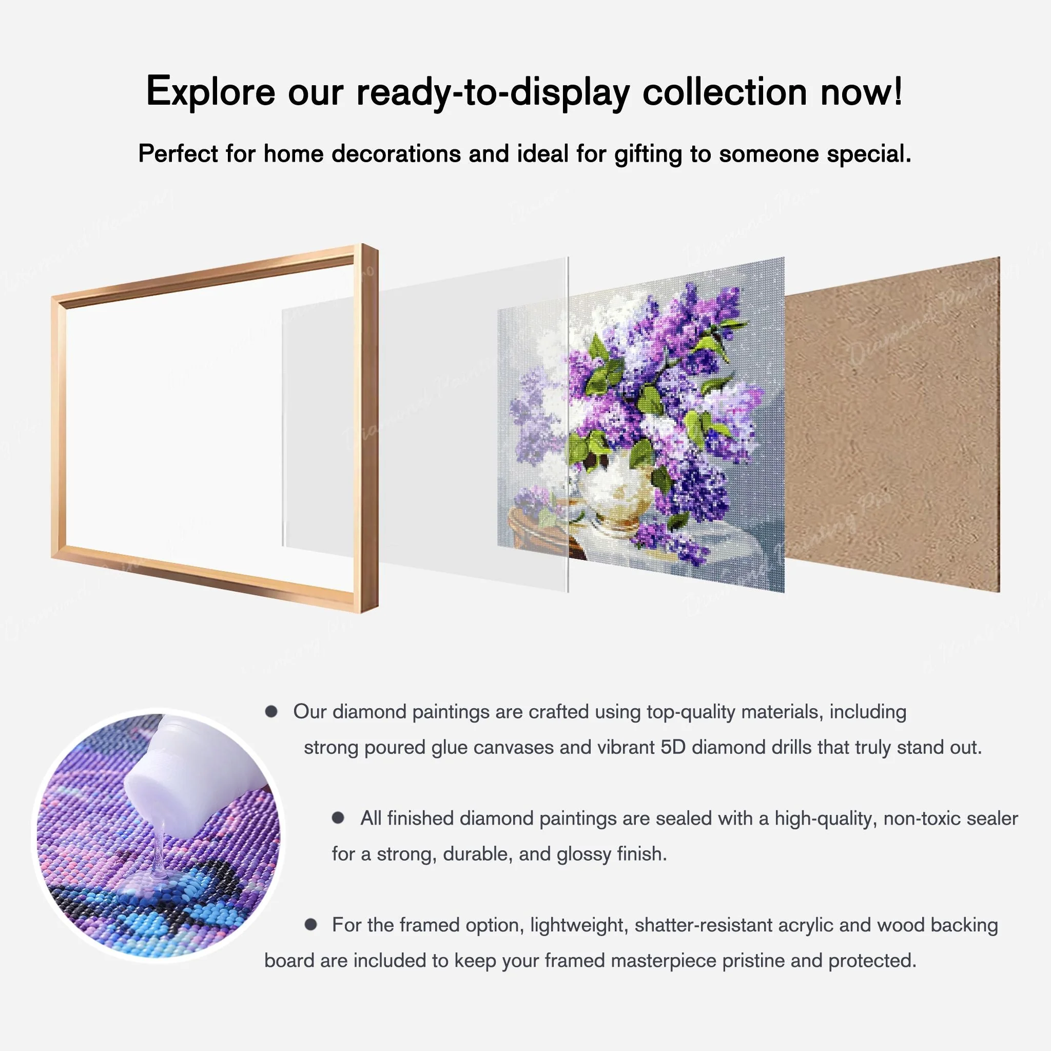 Purple and White Lilac | Finished Diamond Painting - Image 8