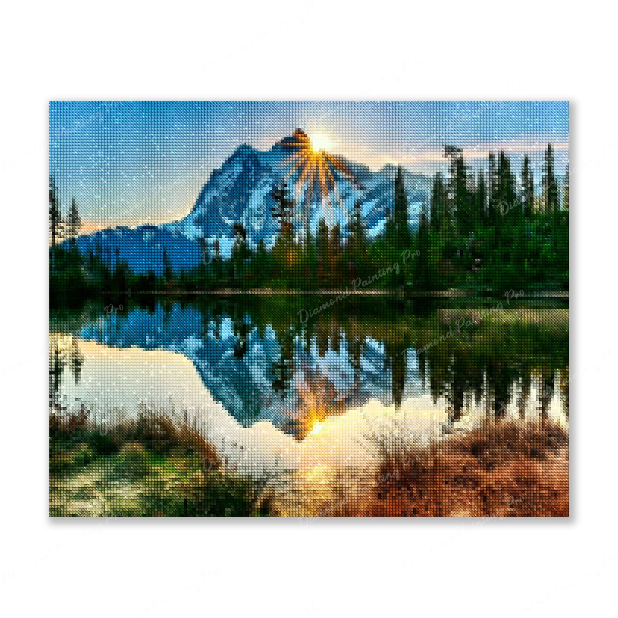 Sun Shining on Mountain | Finished Diamond Painting
