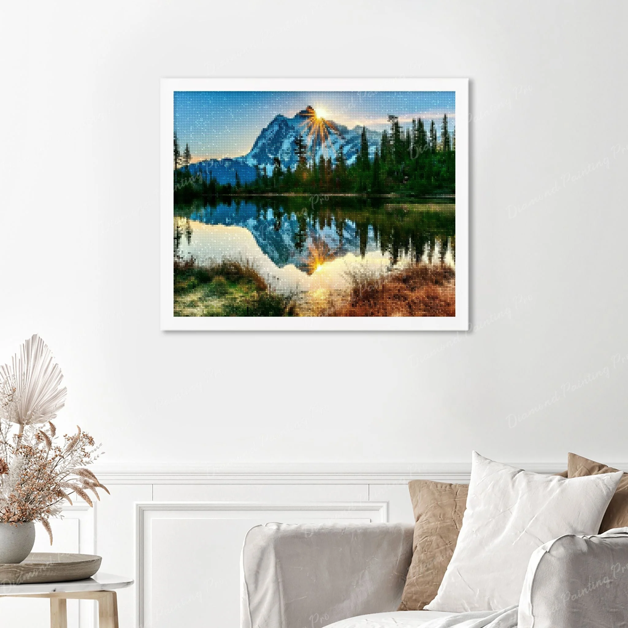 Sun Shining on Mountain | Finished Diamond Painting - Image 3
