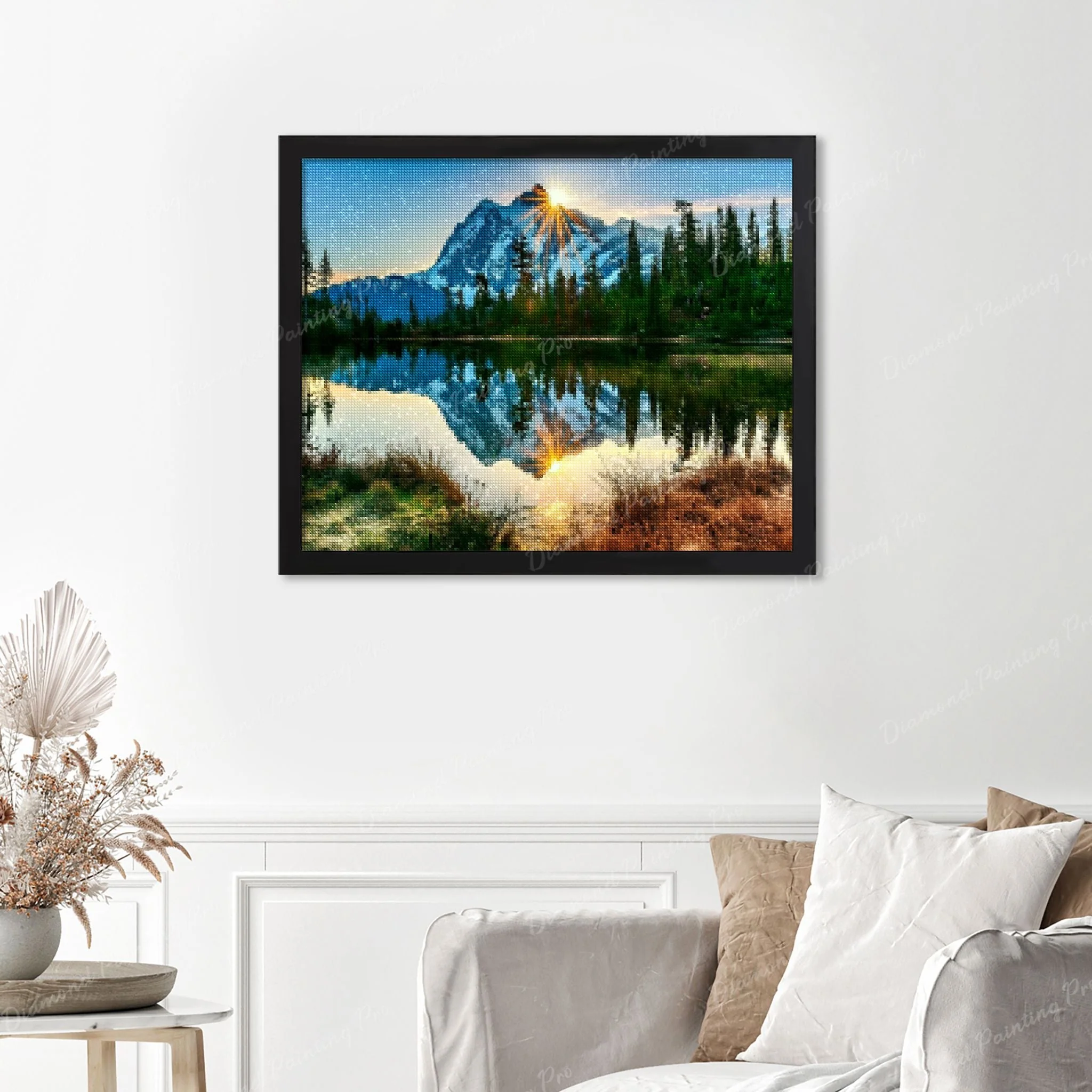 Sun Shining on Mountain | Finished Diamond Painting - Image 4