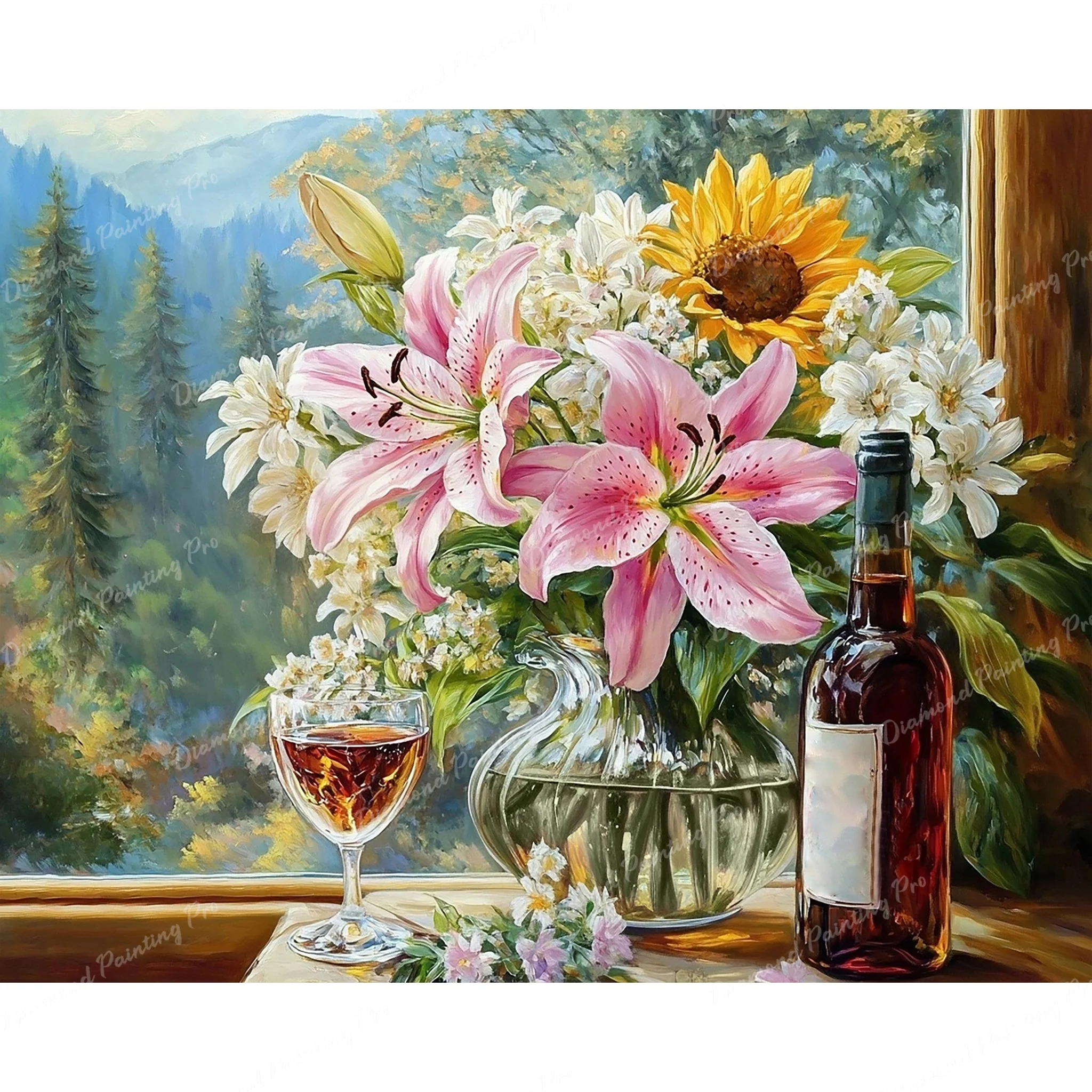 Flowers and Wine | Diamond Painting - Image 2
