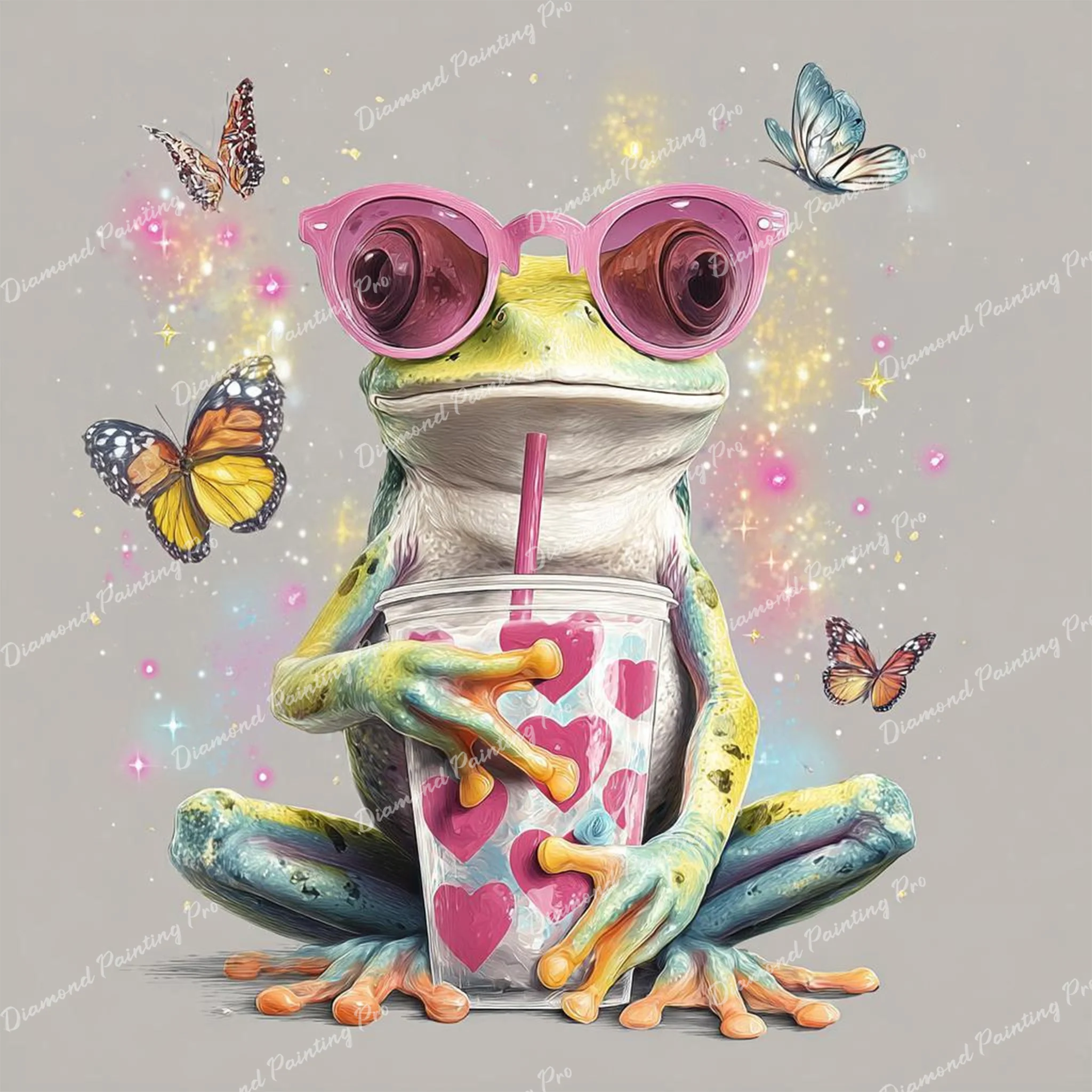 Frog in Pink Sunglasses | Diamond Painting - Image 2