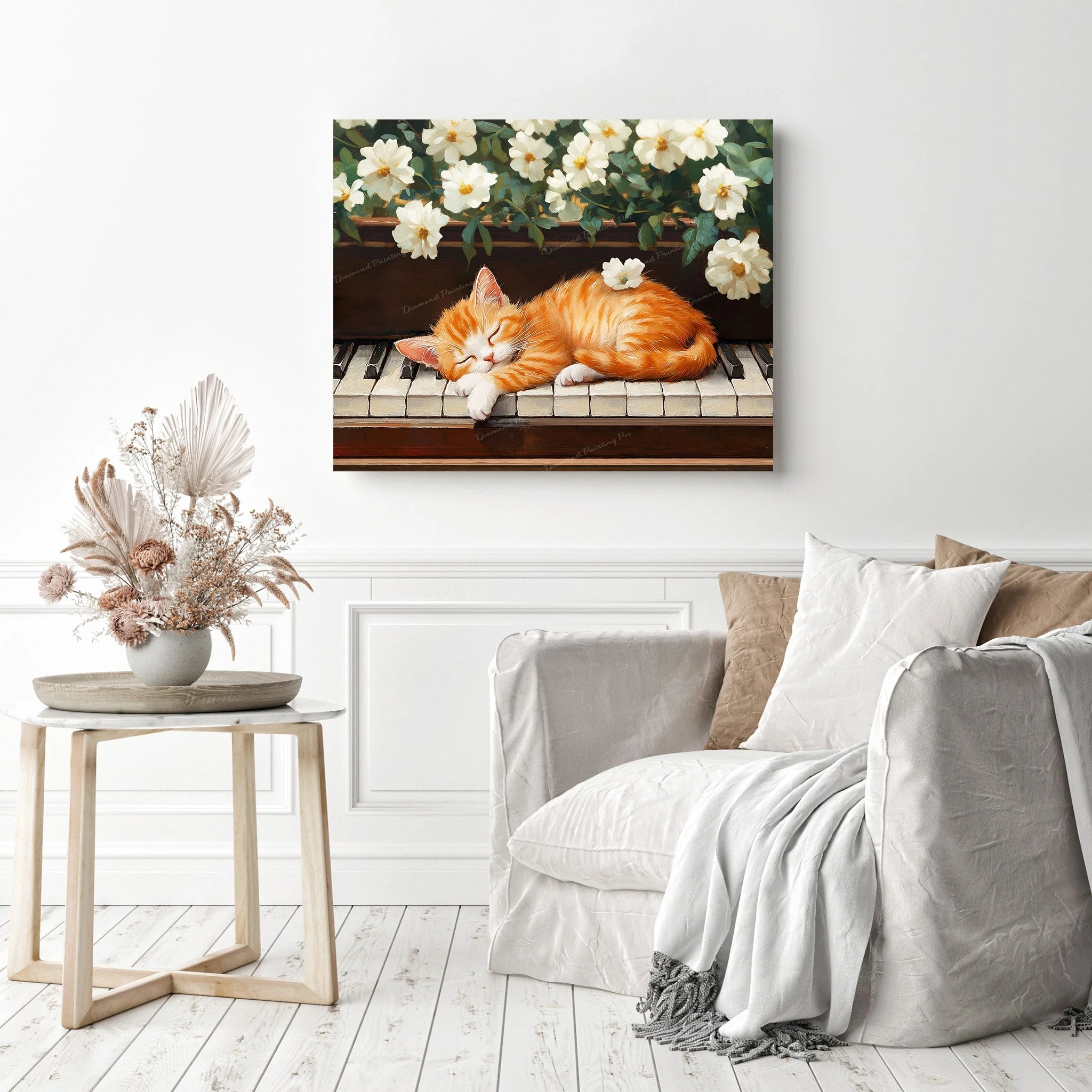 Ginger Cat and Flowers | Diamond Painting - Image 3