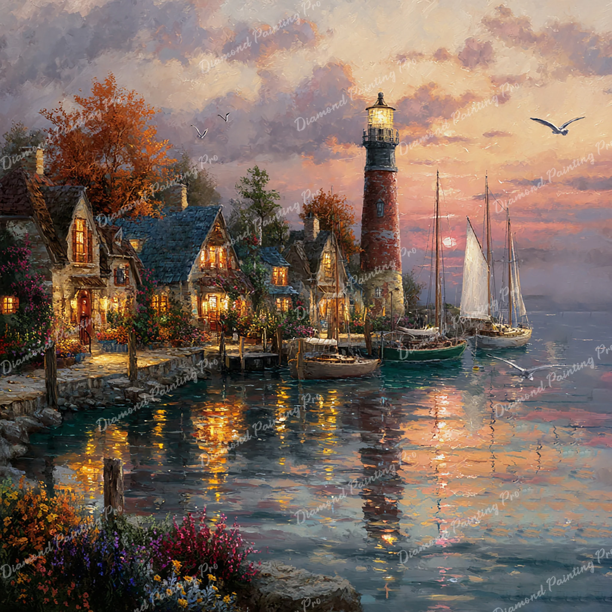 Harbor at Sunset | Diamond Painting - Image 2