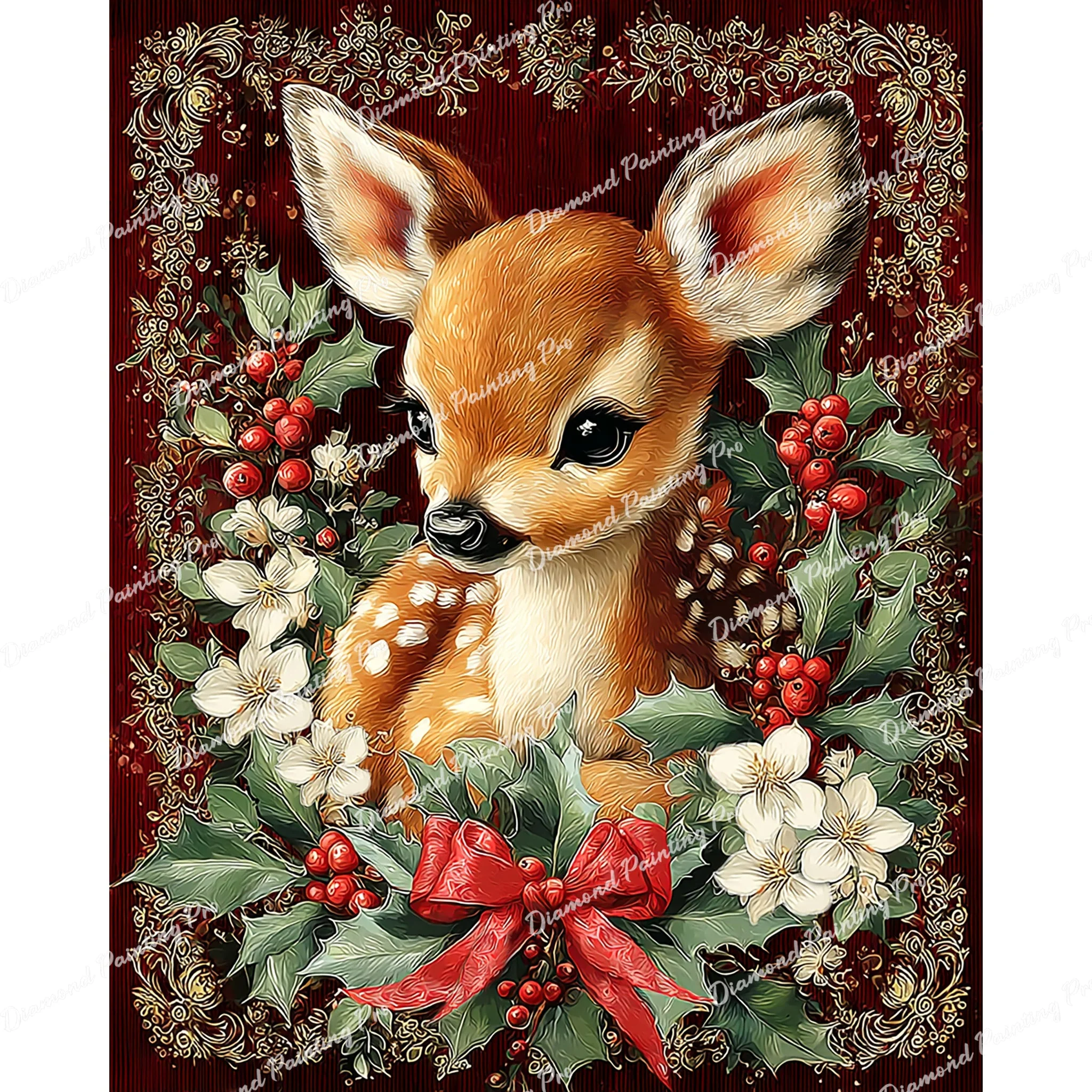 Holly Jolly Fawn | Diamond Painting - Image 2