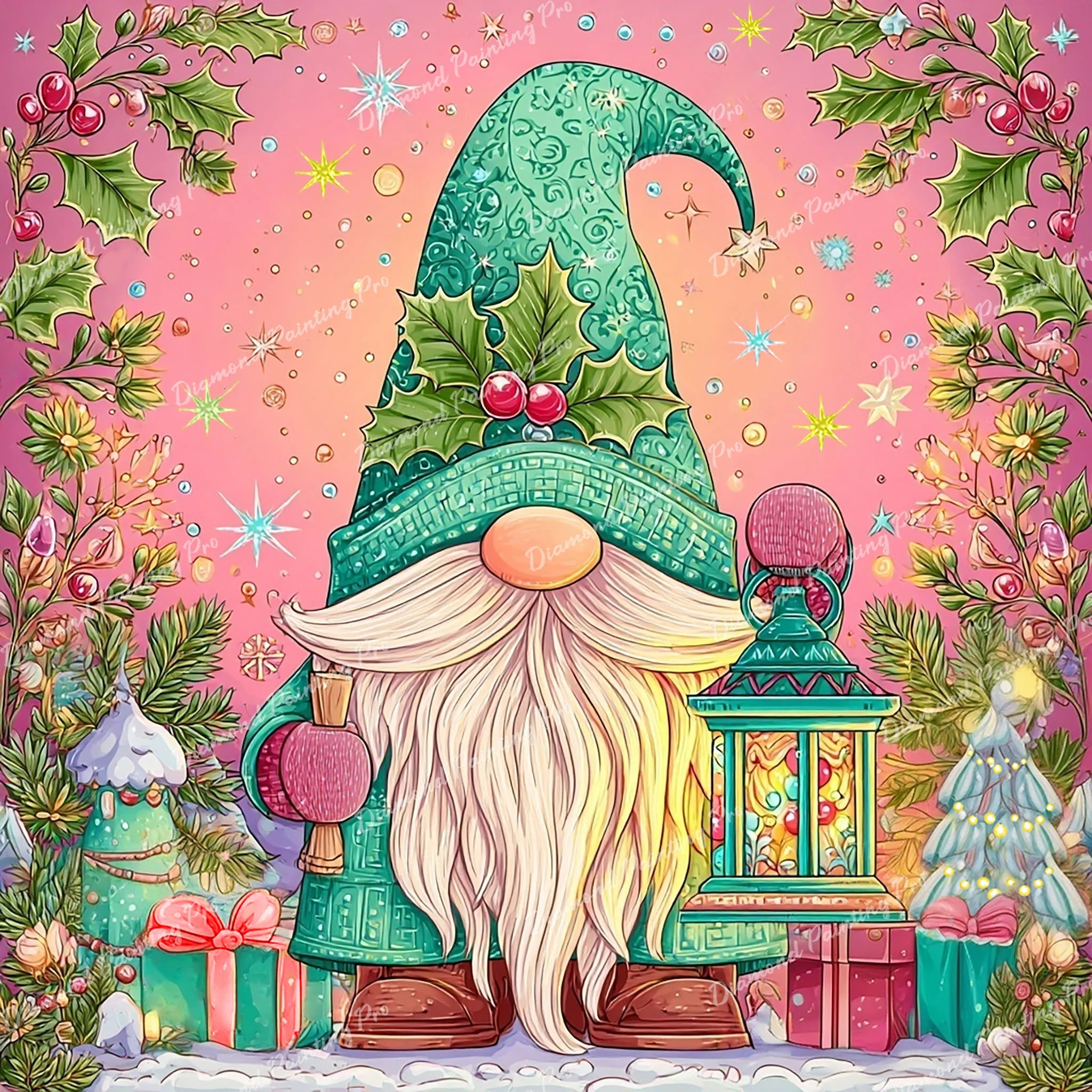 Holly Jolly Gnome | Diamond Painting - Image 2