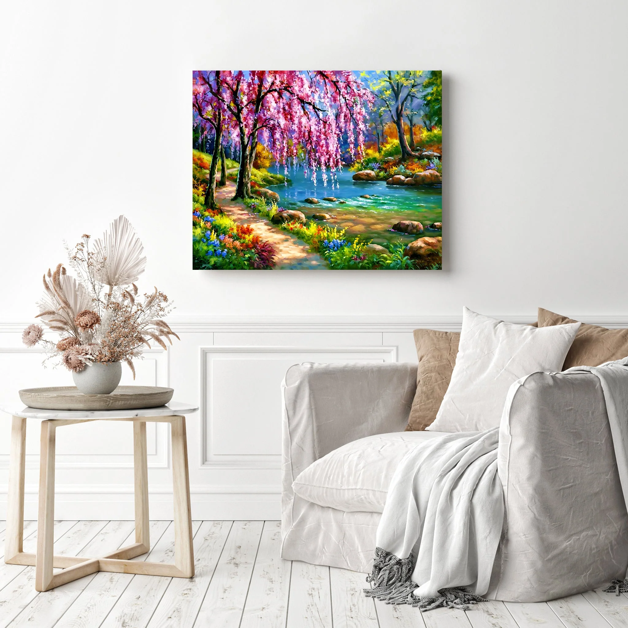Cherry Blossom Tree Near River | Diamond Painting - Image 3