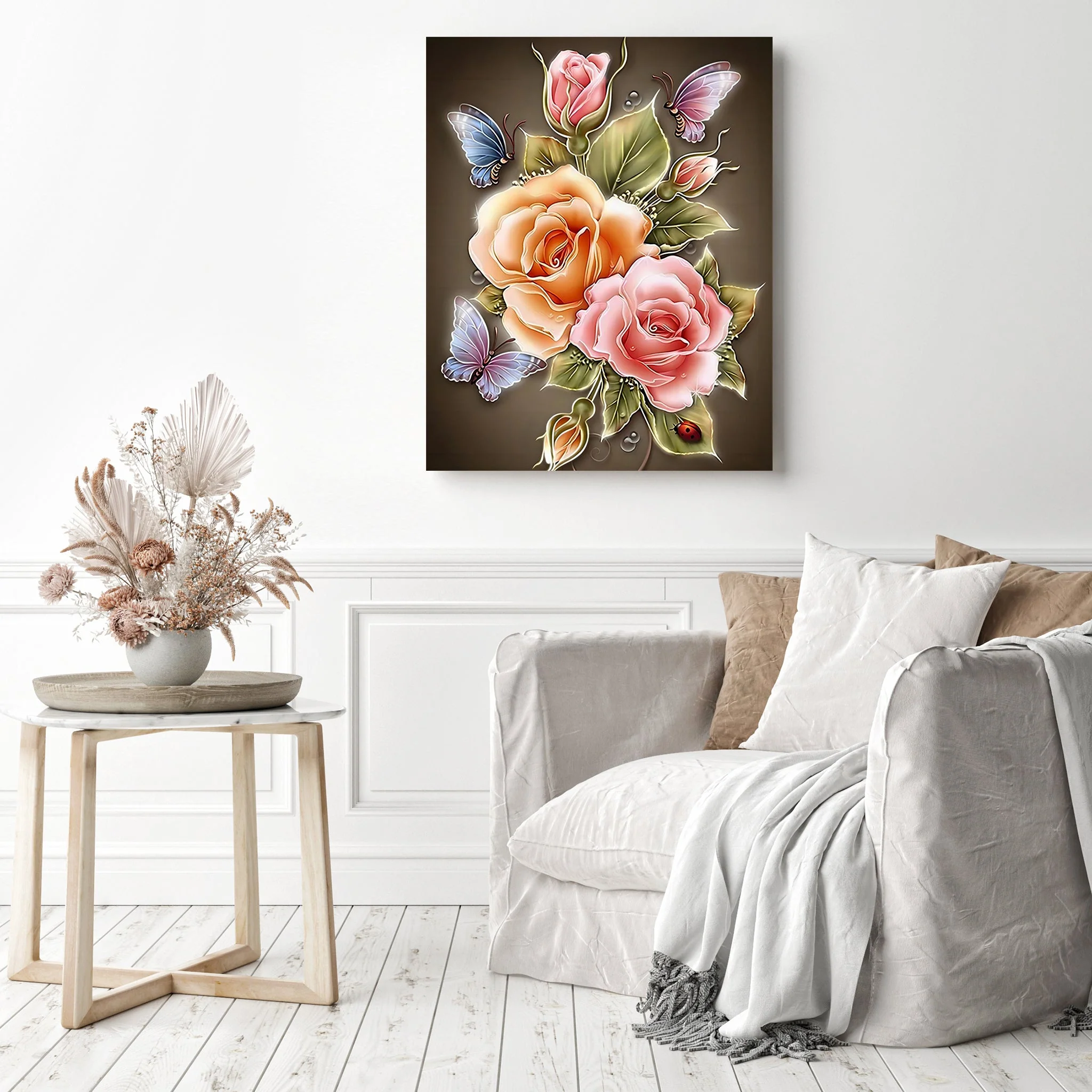Flower with Butterflies | Diamond Painting - Image 3