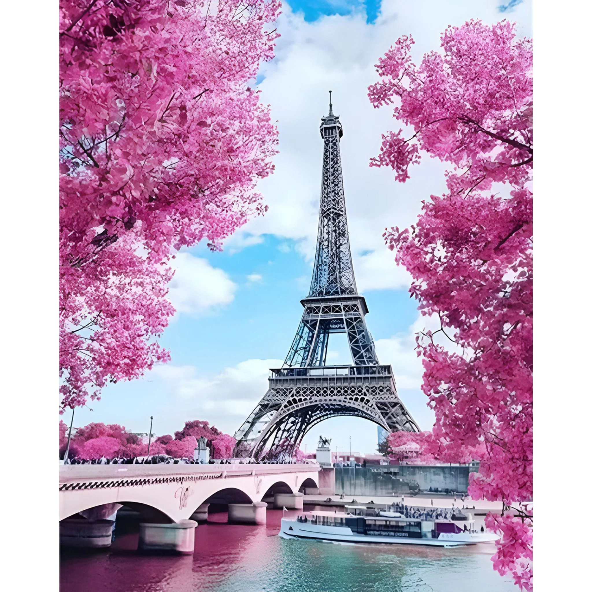 Eiffel Tower with Cherry Blossoms | Diamond Painting - Image 2