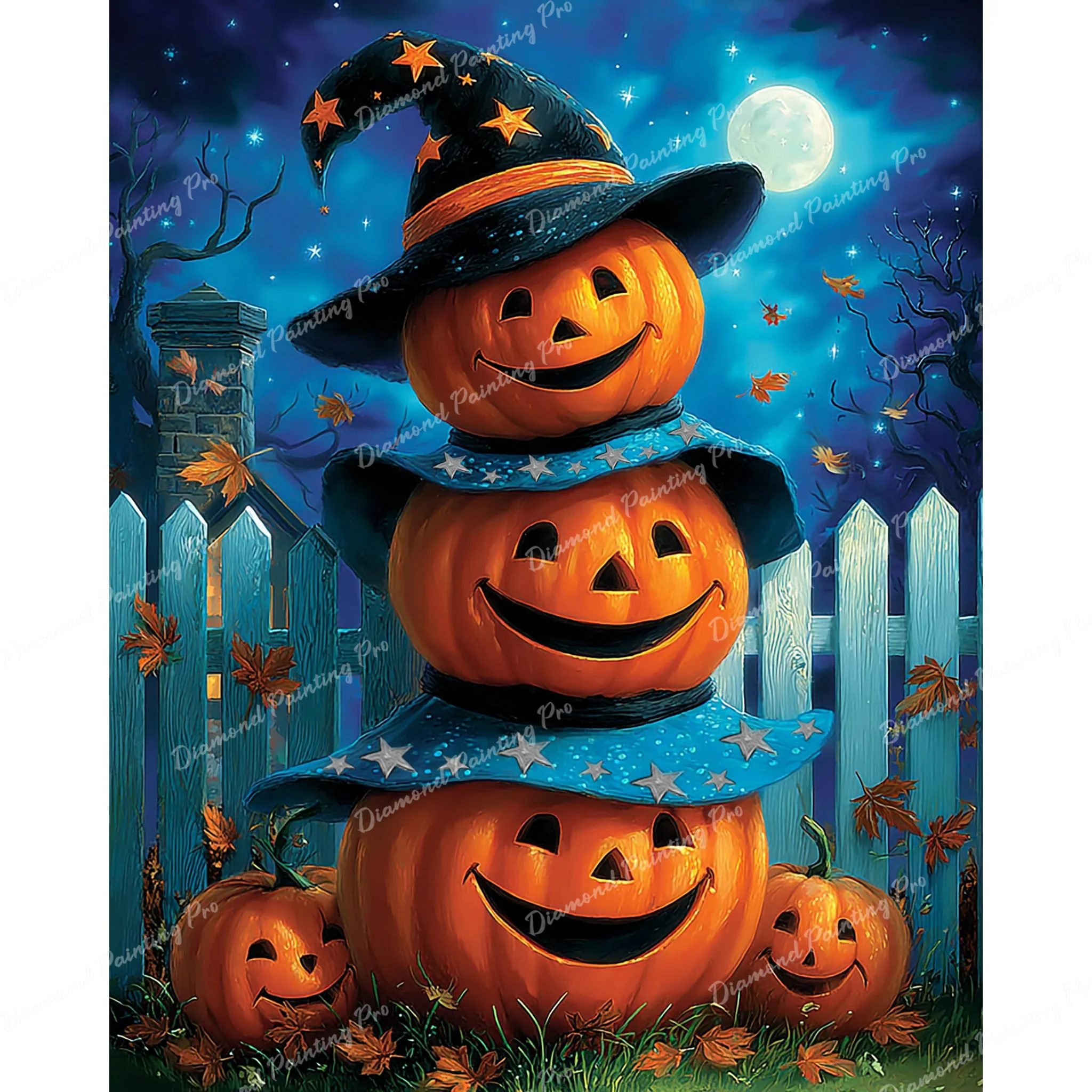 Jack-o-Lantern Trio | Diamond Painting - Image 2