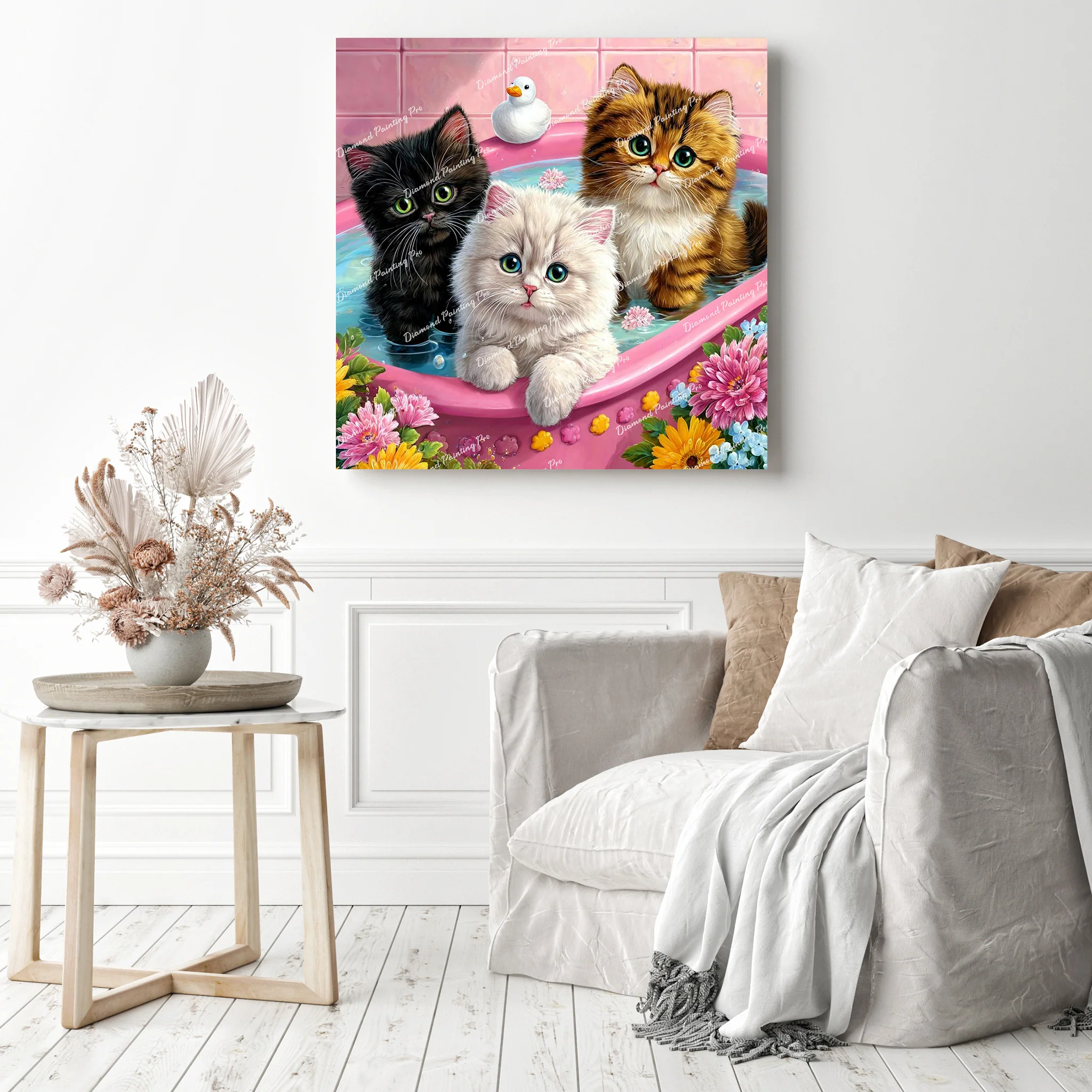 Kittens in Flower Bathtub | Diamond Painting - Image 3