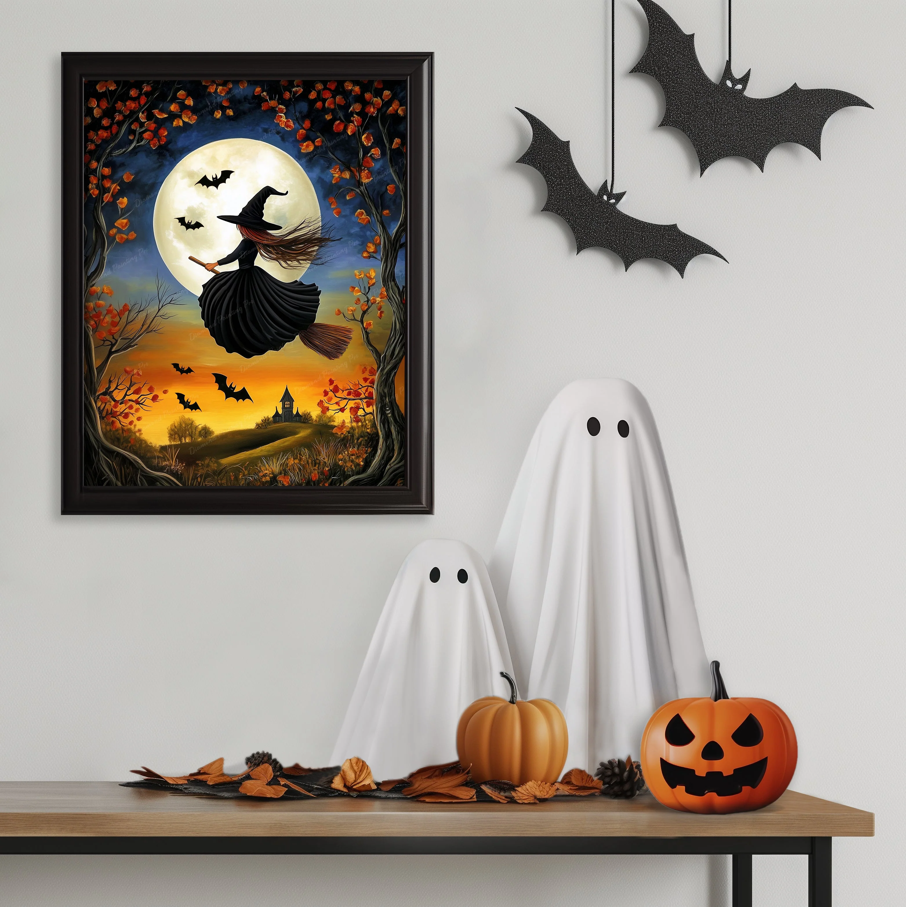 Moonlit Blooms and Broomsticks | Diamond Painting - Image 3