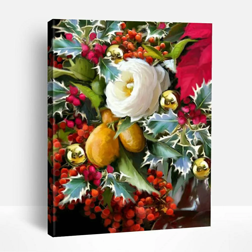 Christmas White Rose | Paint By Numbers