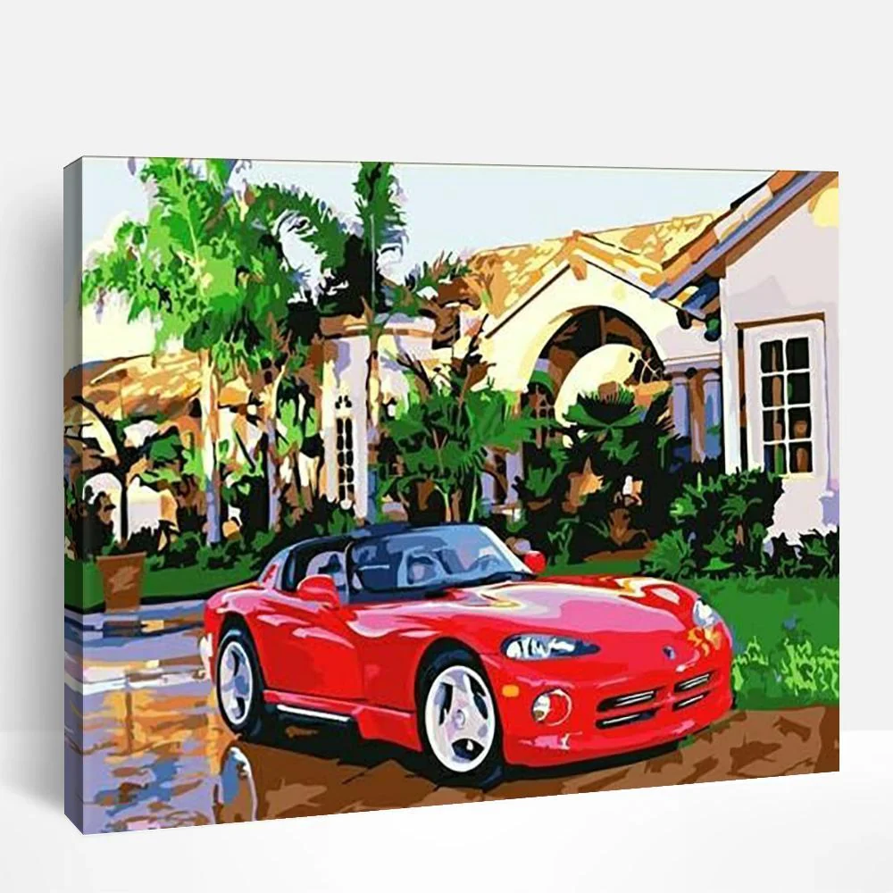 Mansion and Car | Paint By Numbers