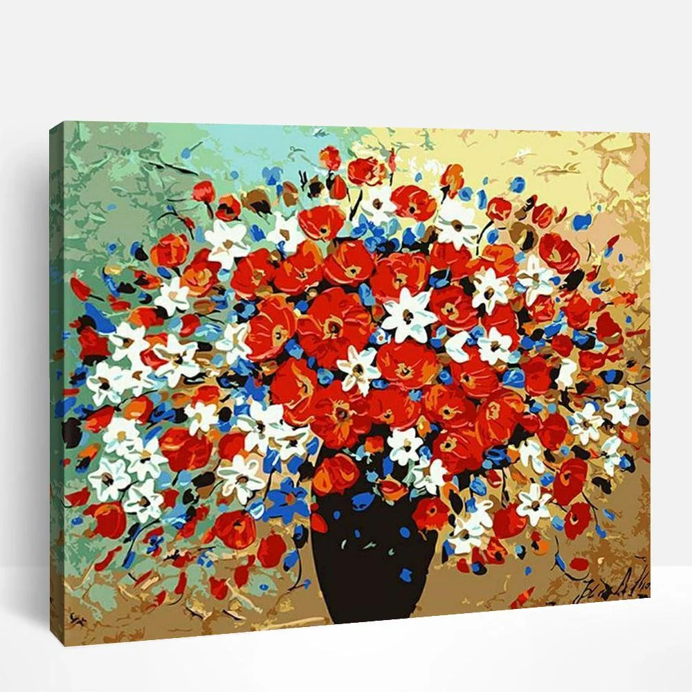 White and Red Flowers | Paint By Numbers