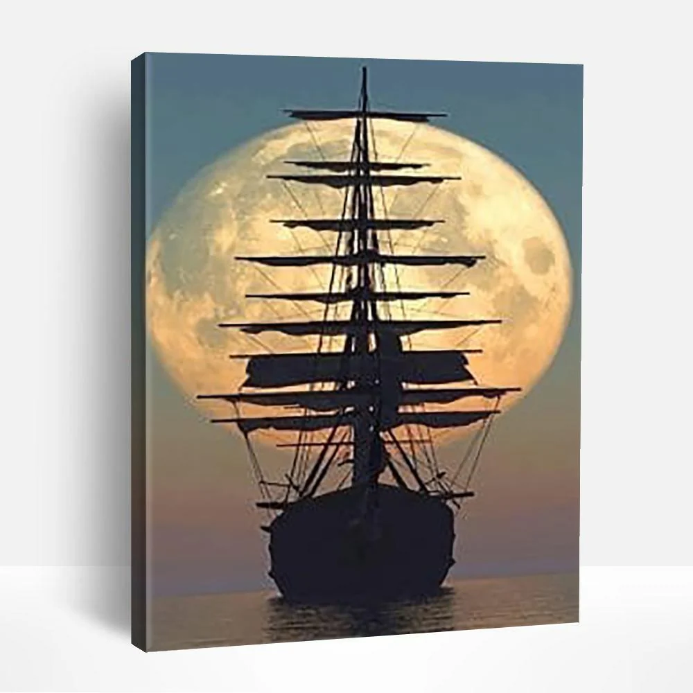 Moonlit Ship Silhouette | Paint By Numbers