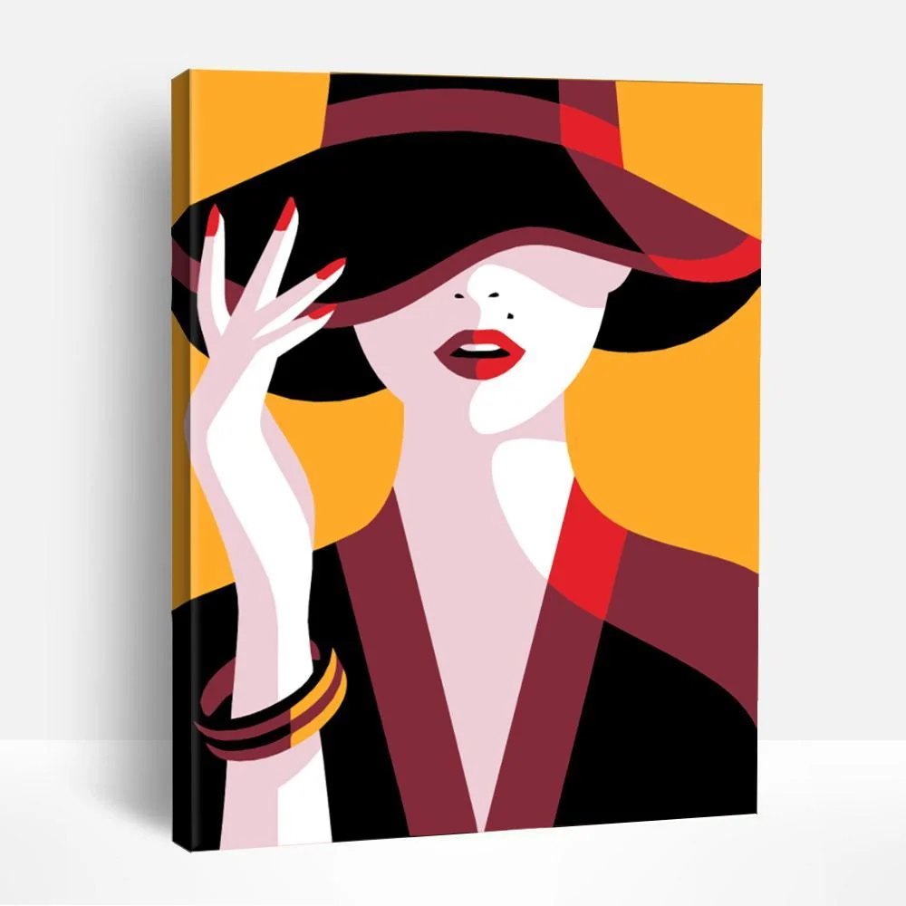 Pop Art Lady with Hat | Paint By Numbers