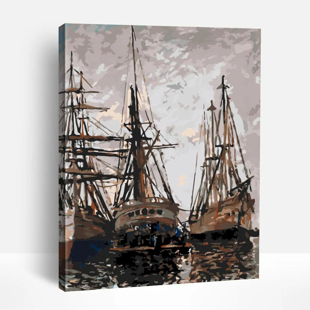 Boats on Repair - Monet | Paint By Numbers