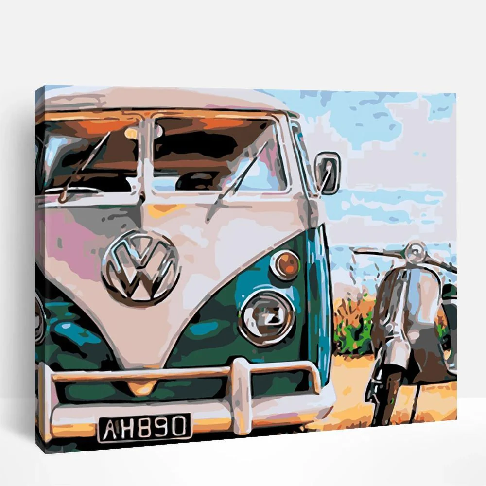 Minivan and Motorbike | Paint By Numbers